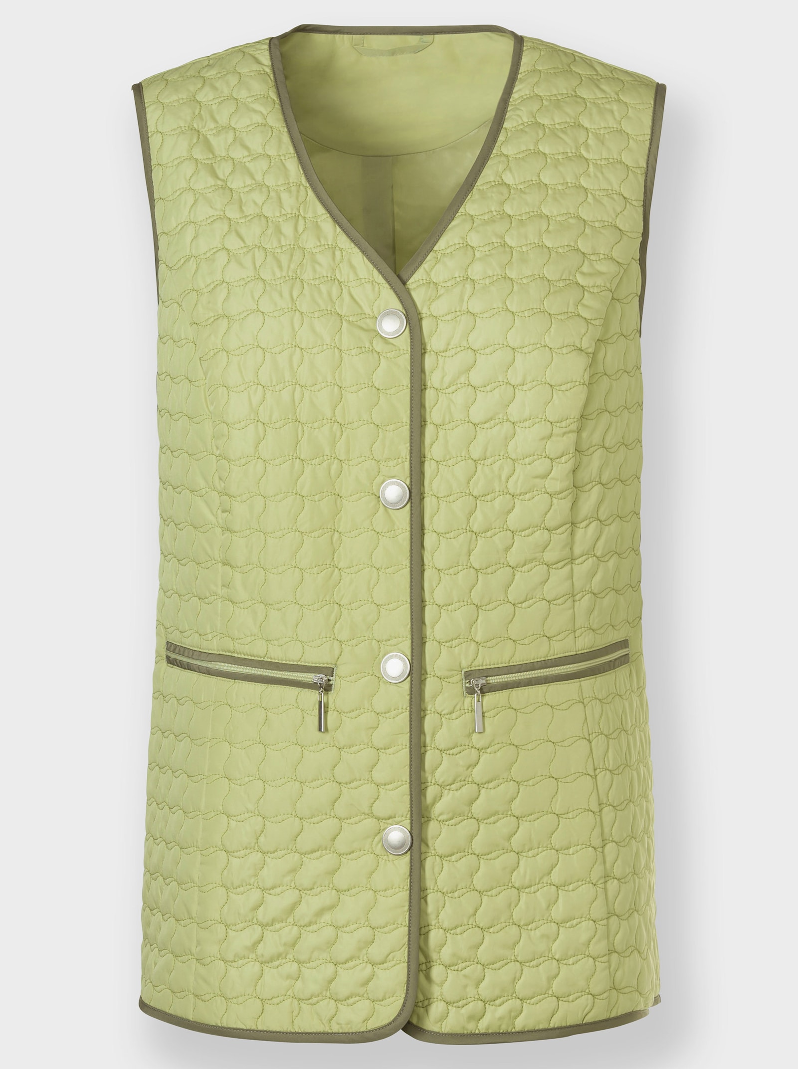 Steppweste mit Reißverschluss-Taschen - lindgrün