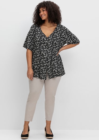 sheego Shirt - schwarz-gemustert