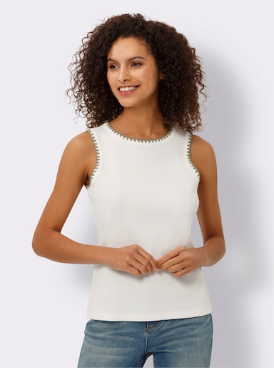 heine Shirttop mit Häkel-Abschlüssen - ecru