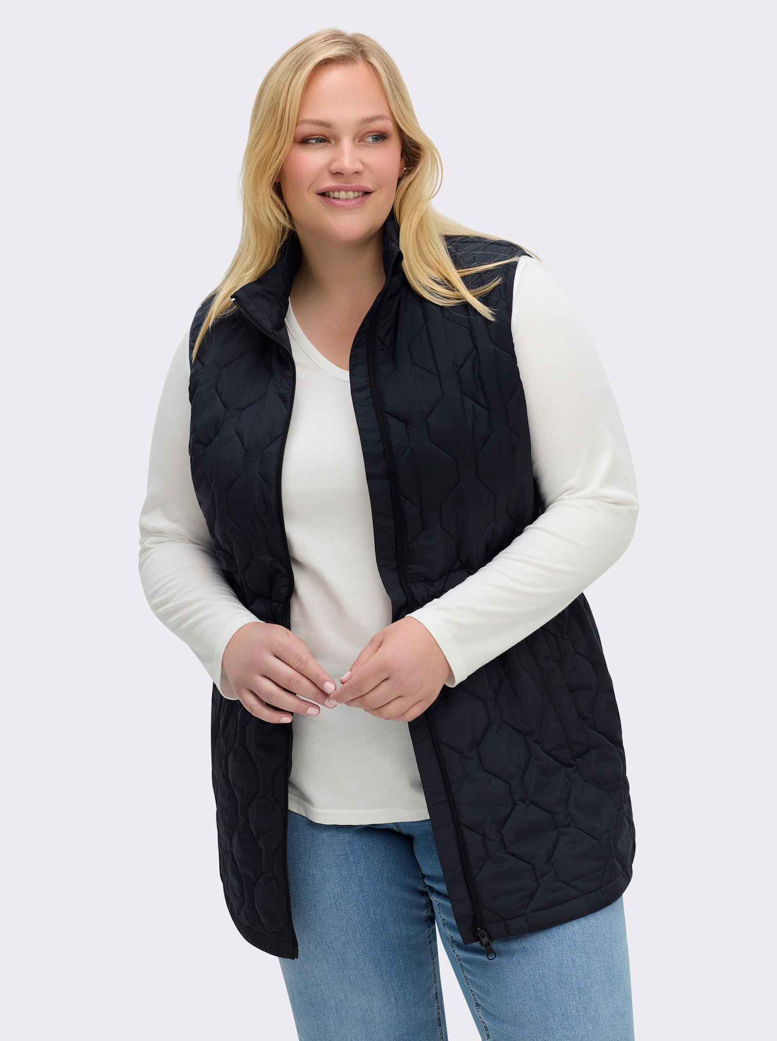 sheego Steppweste in langer Form - tiefblau