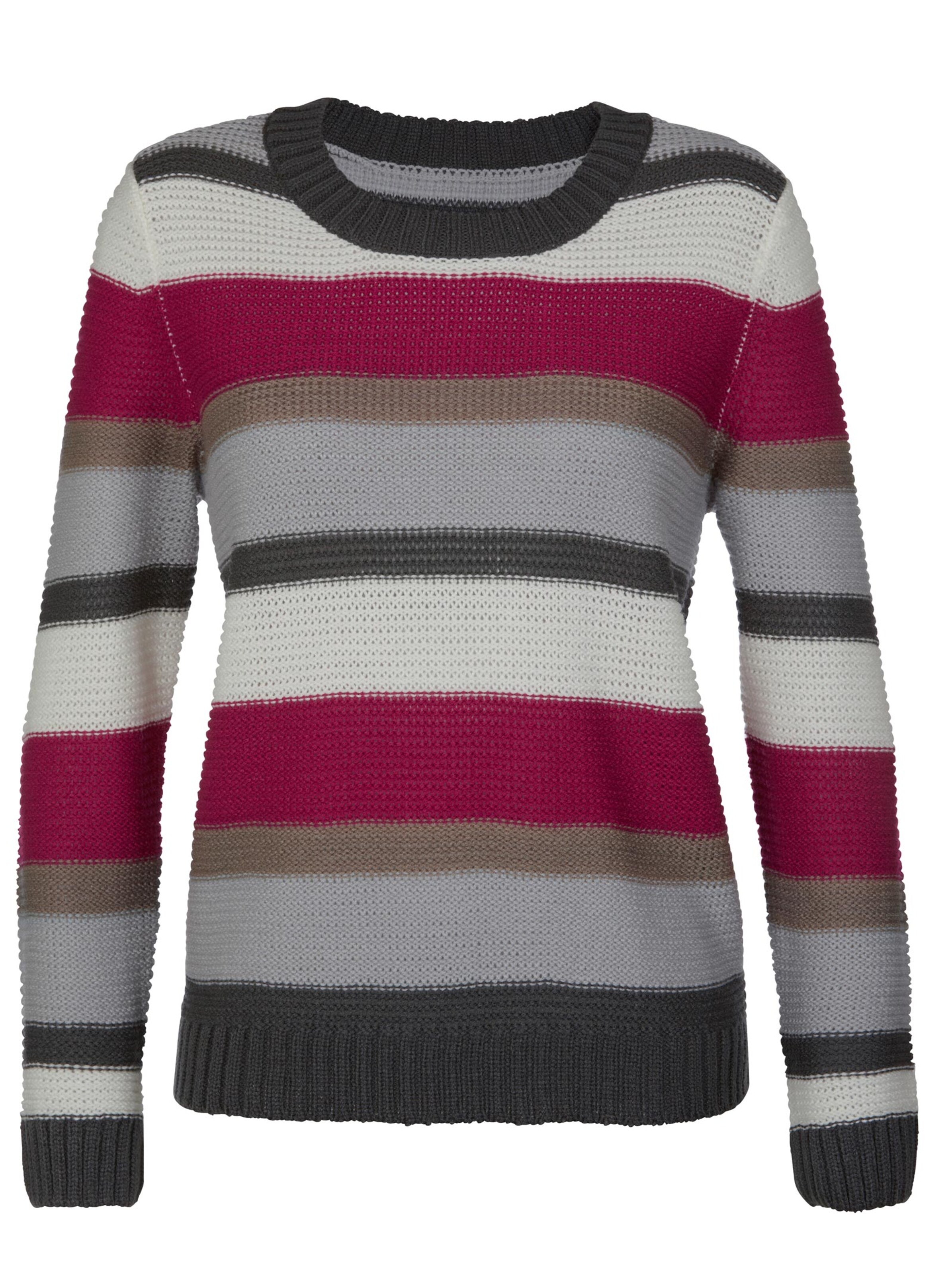 Pullover - rot-grau-gestreift