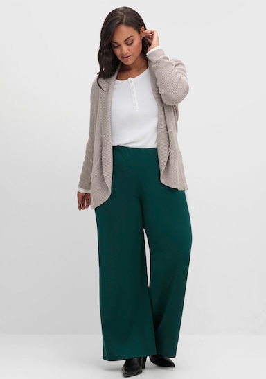 Strickjacke mit Schalkragen - taupe-meliert