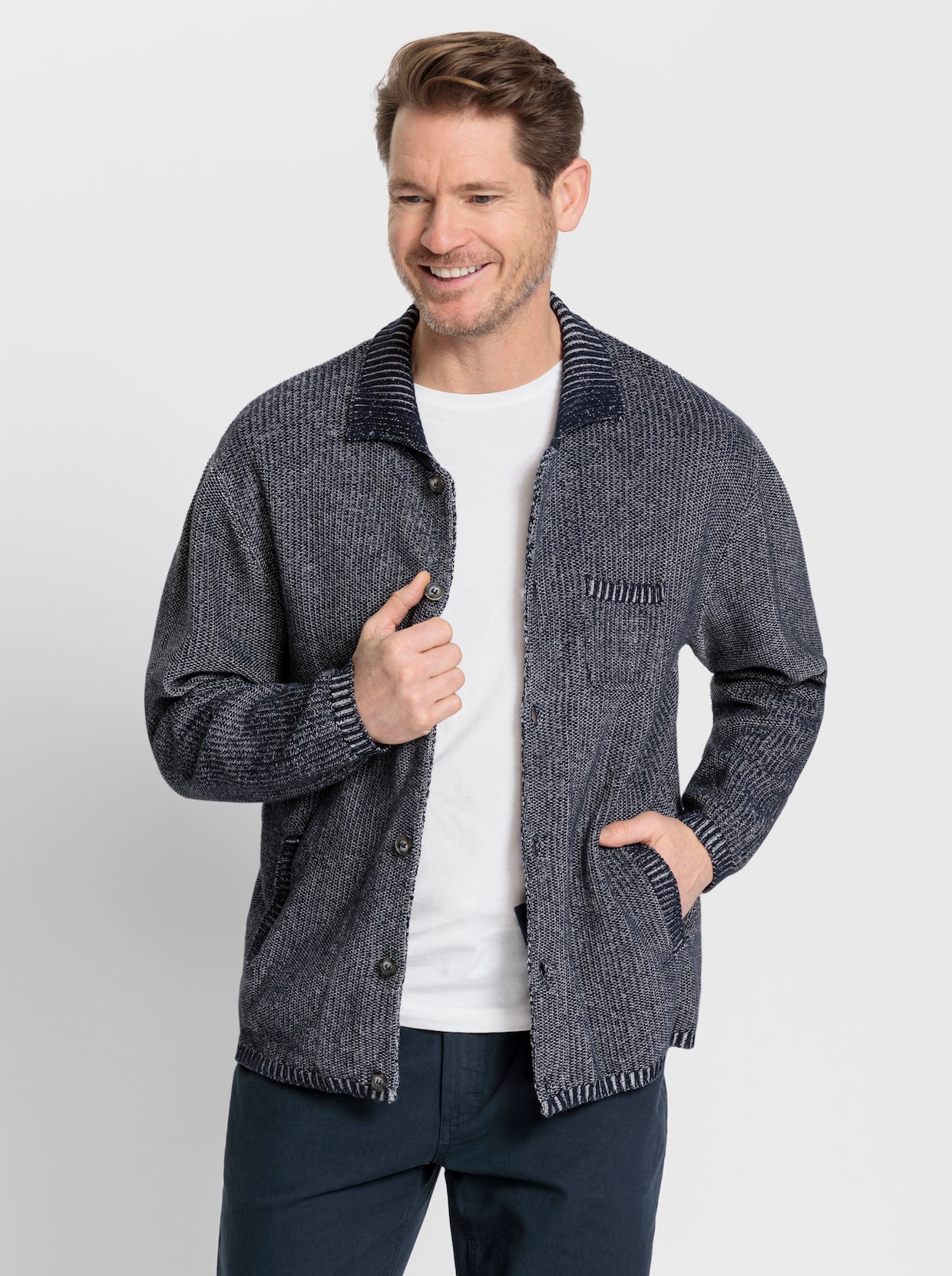 Marco Donati Strickjacke - marine-meliert