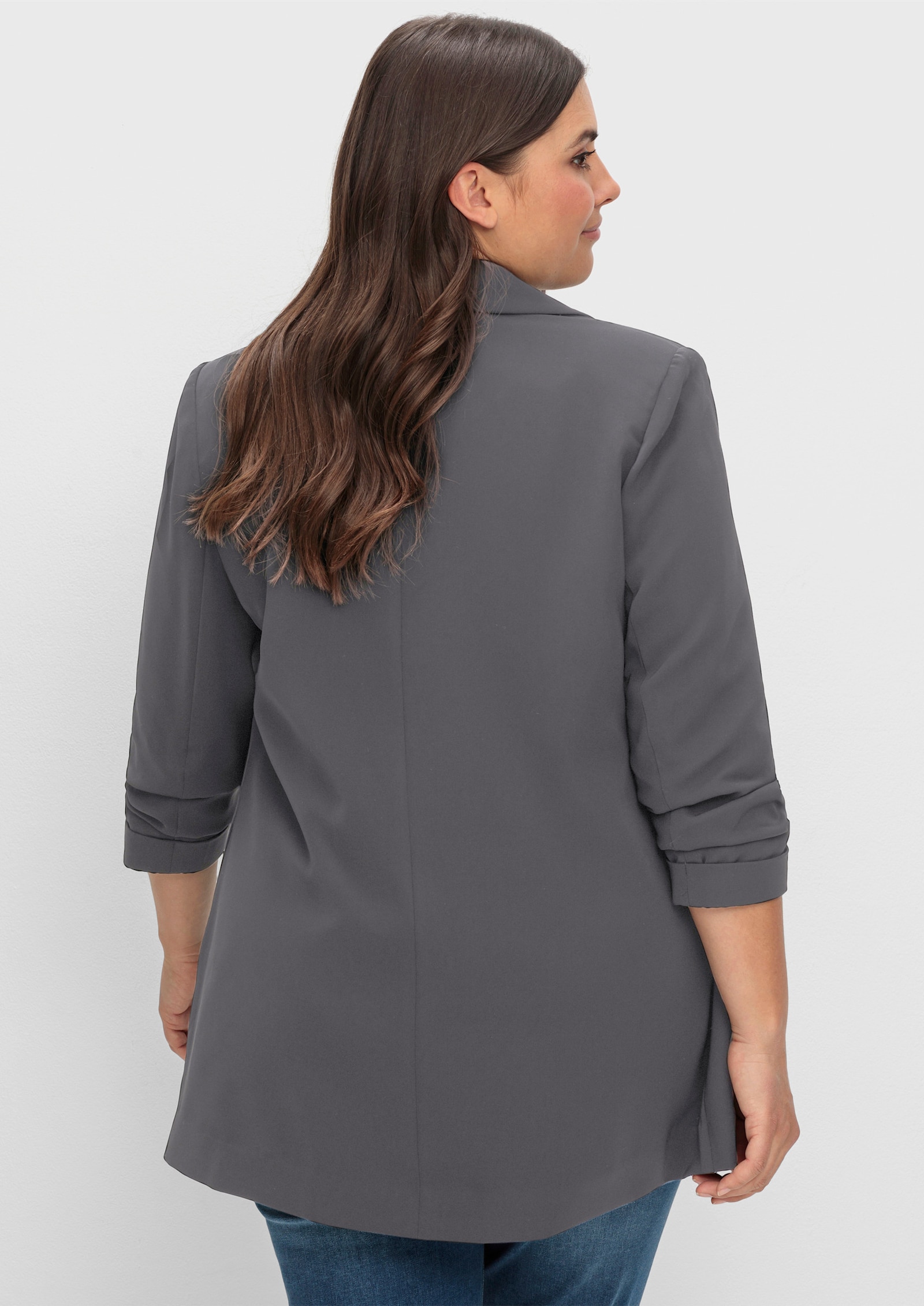 sheego Longblazer mit Schalkragen - anthrazit