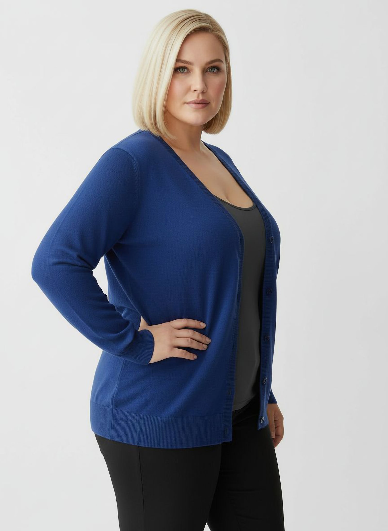 Strickjacke mit V-Ausschnitt - royalblau