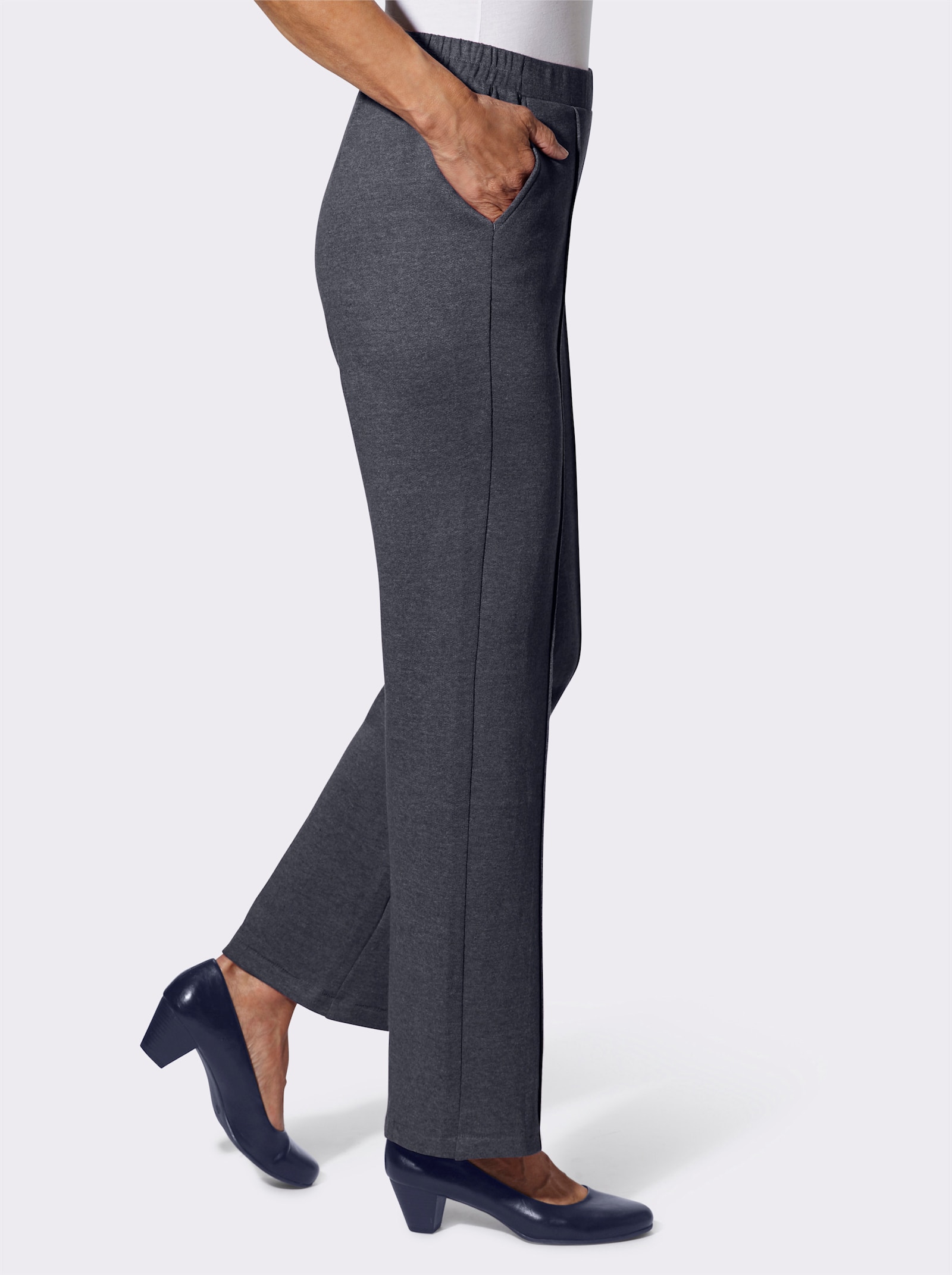 Tepláky s elastickým pasem vzadu - námořnická modrá-melír