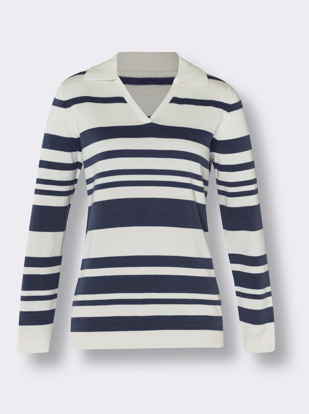 Gestreepte pullover - ecru/marine gestreept