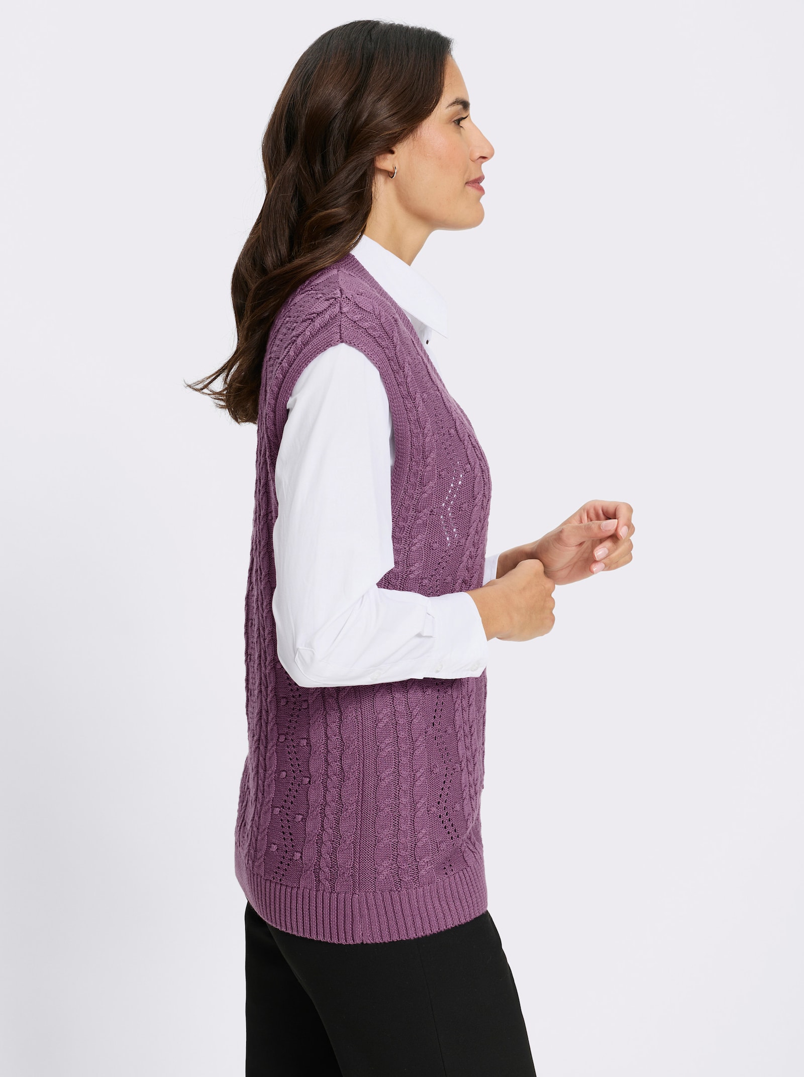 Pullunder mit Strickmuster-Mix - violett