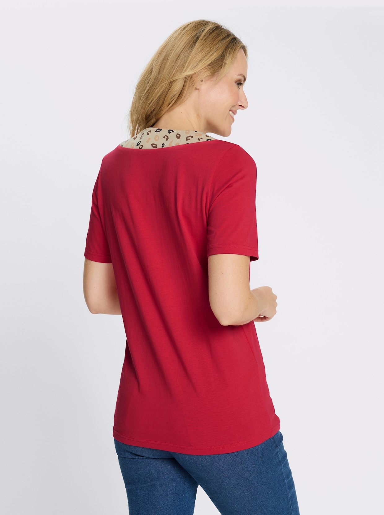 Longshirt mit Leo-Druck - erdbeere