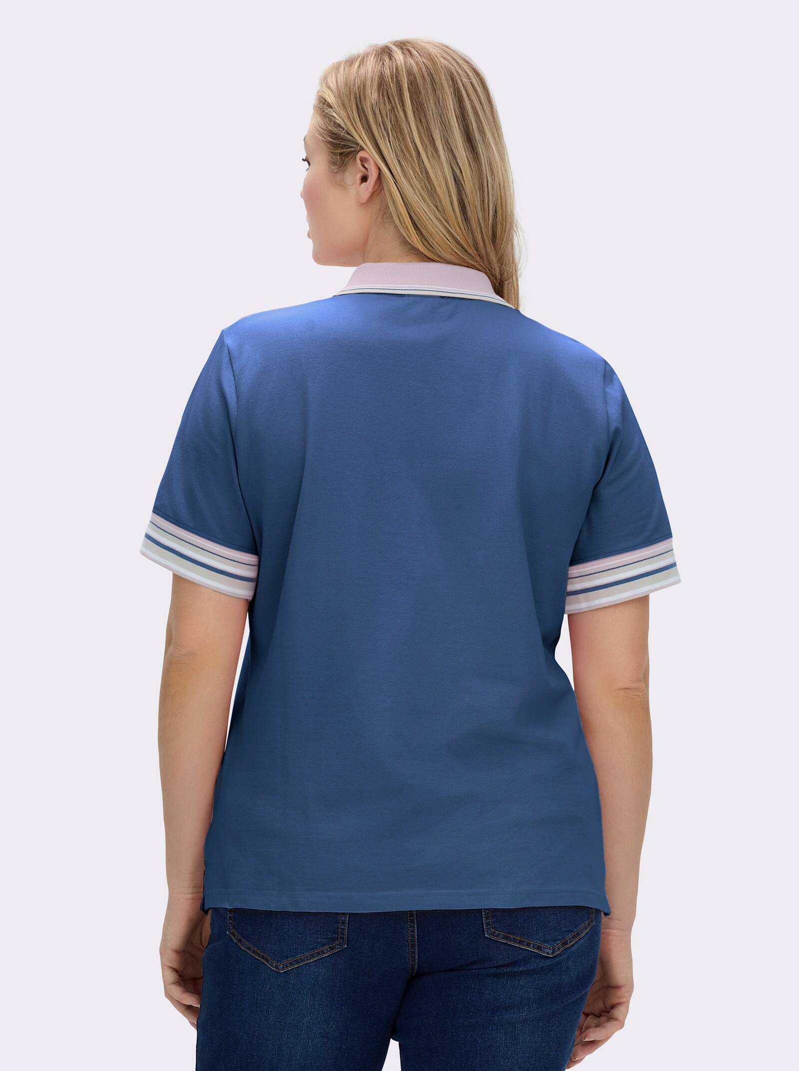 Poloshirt in Pikee-Qualität - jeansblau