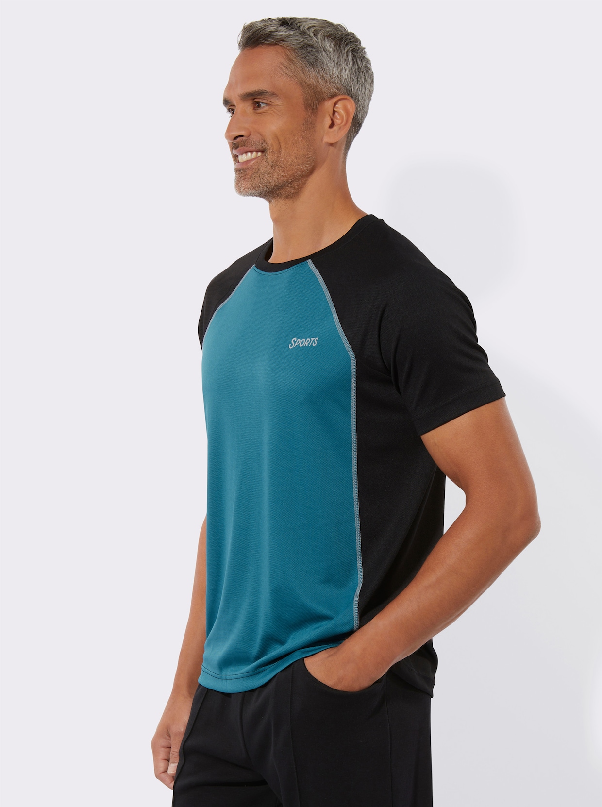 Sportshirt - schwarz-petrol