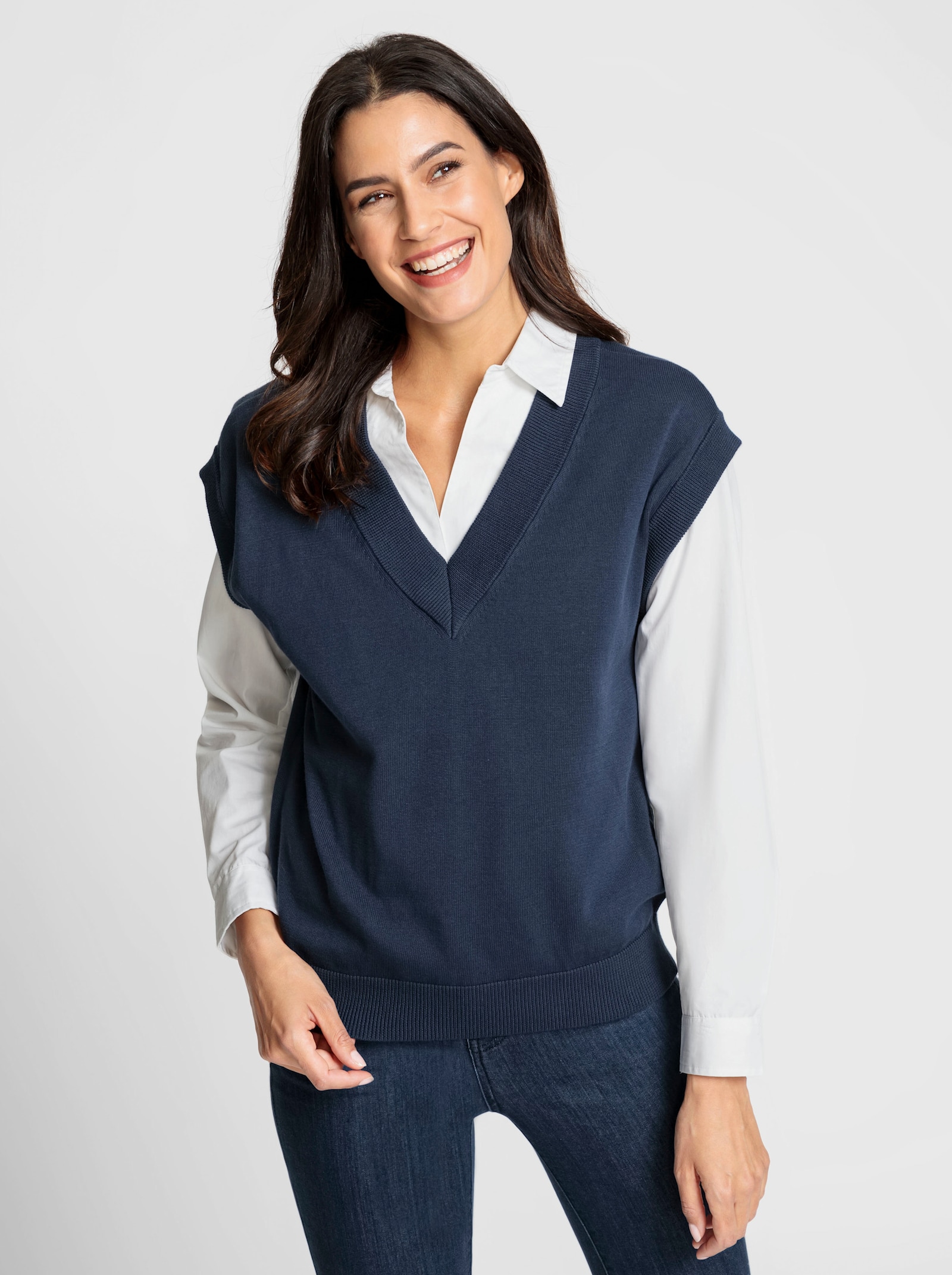 Pullunder aus weichem Feinstrick - dunkelblau