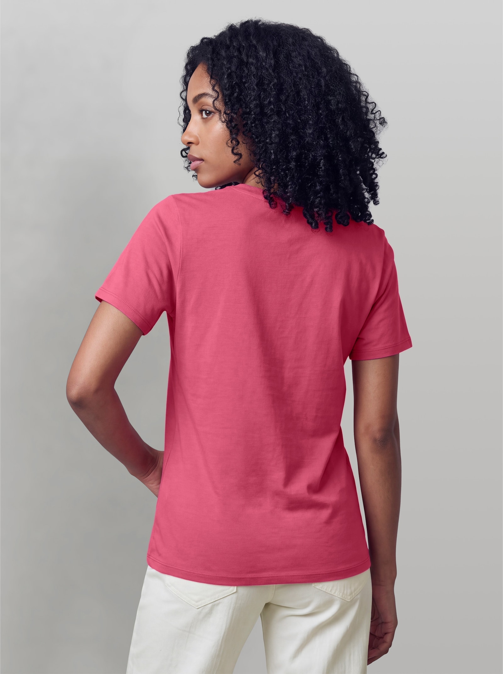 heine Kurzarmshirt mit Faltenwurf - fuchsia