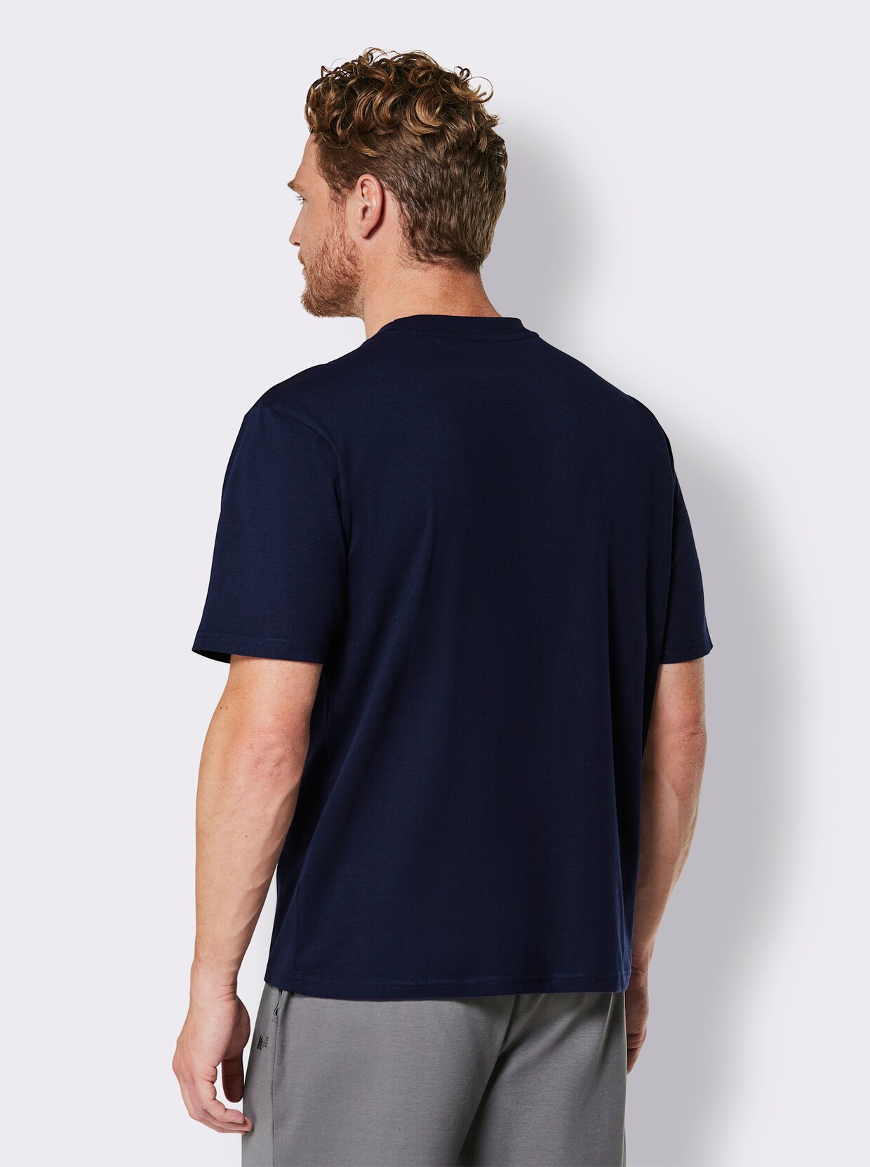 feel good Shirt - marine + grijs gemêleerd