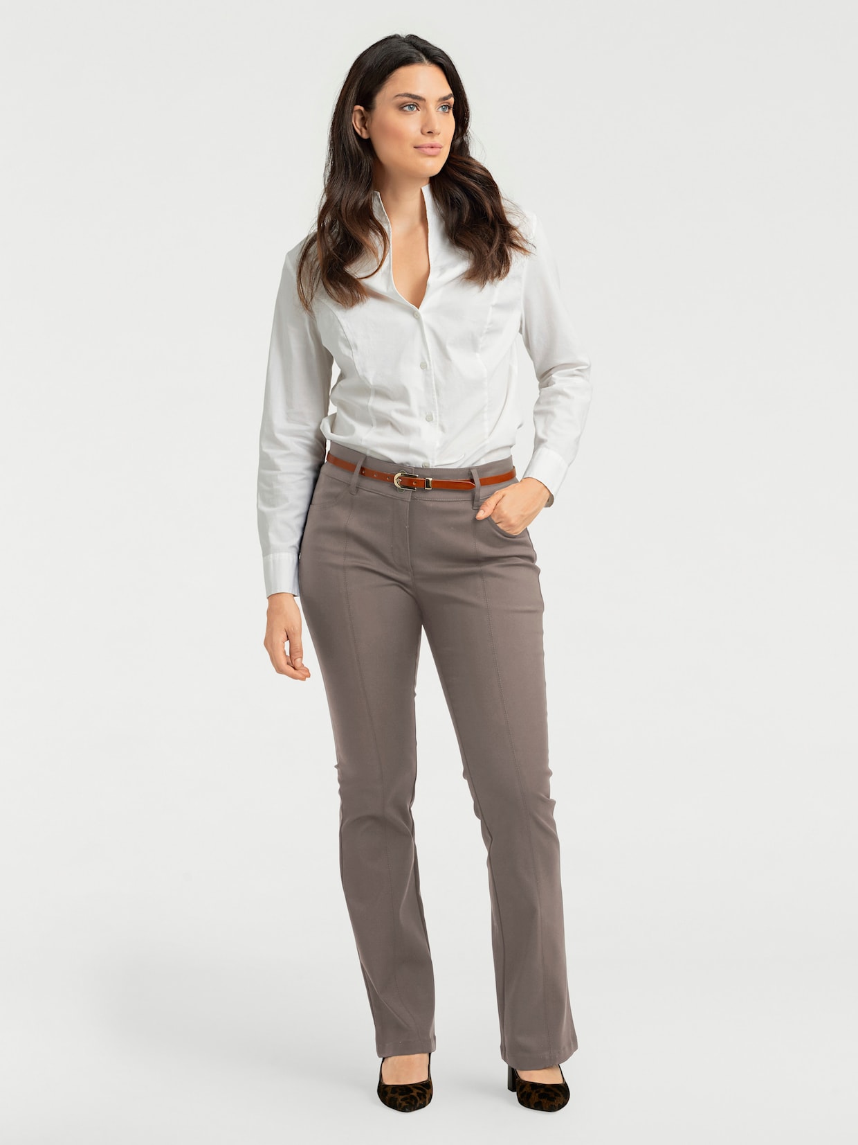 heine Pantalon bootcut - taupe