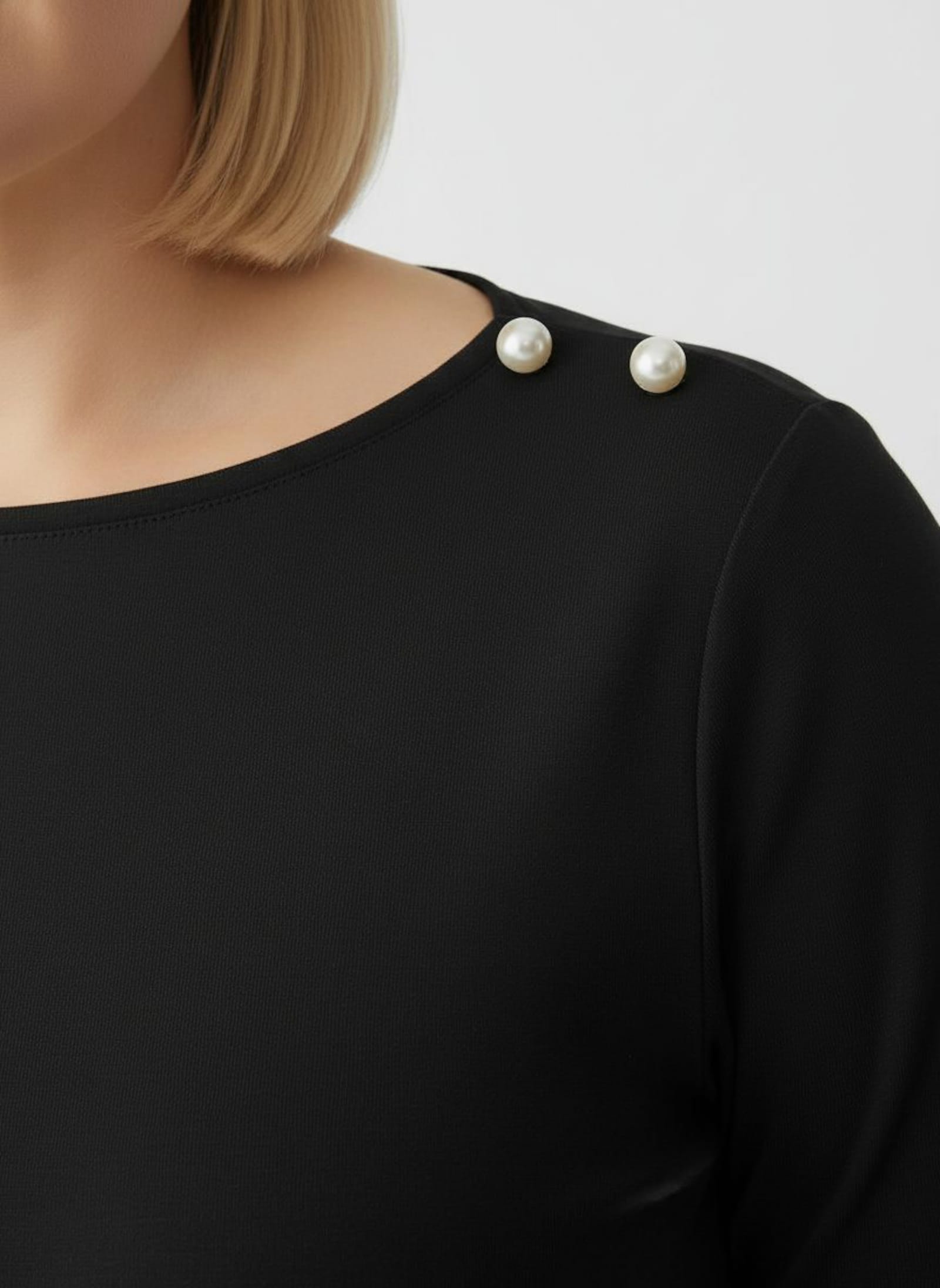 3/4-Arm-Shirt mit Zierperlen - schwarz