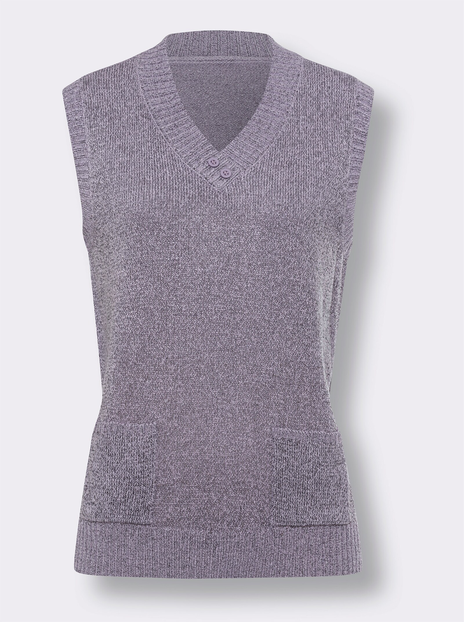 Slip-over met zakken, bouclé - lila gemêleerd