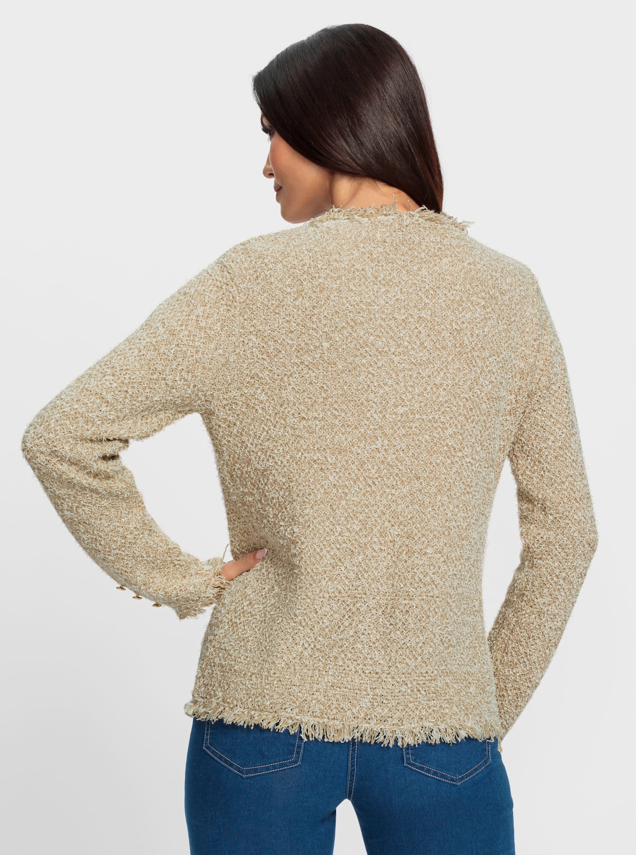 heine Vest - beige/wit gedessineerd