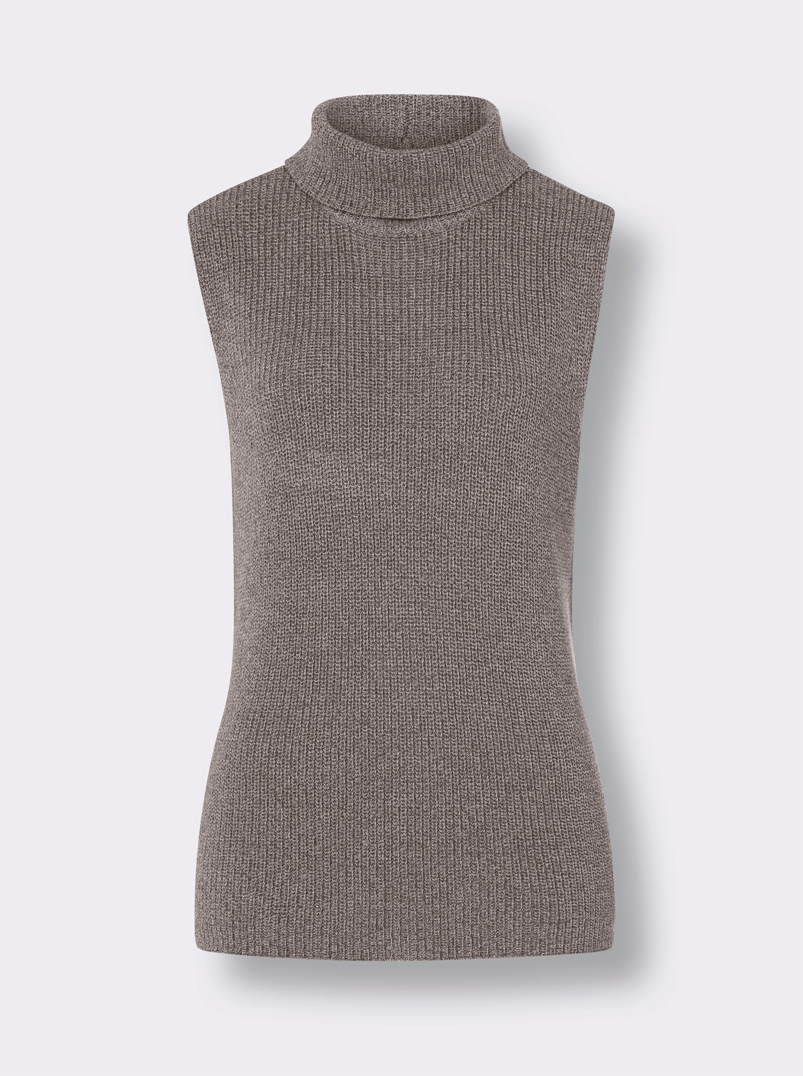 Slip-over met rolkraag, gemêleerd - choco gemêleerd