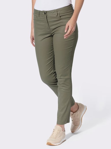 heine 5-Pocket-Hose mit Glanz-Beschichtung - khaki