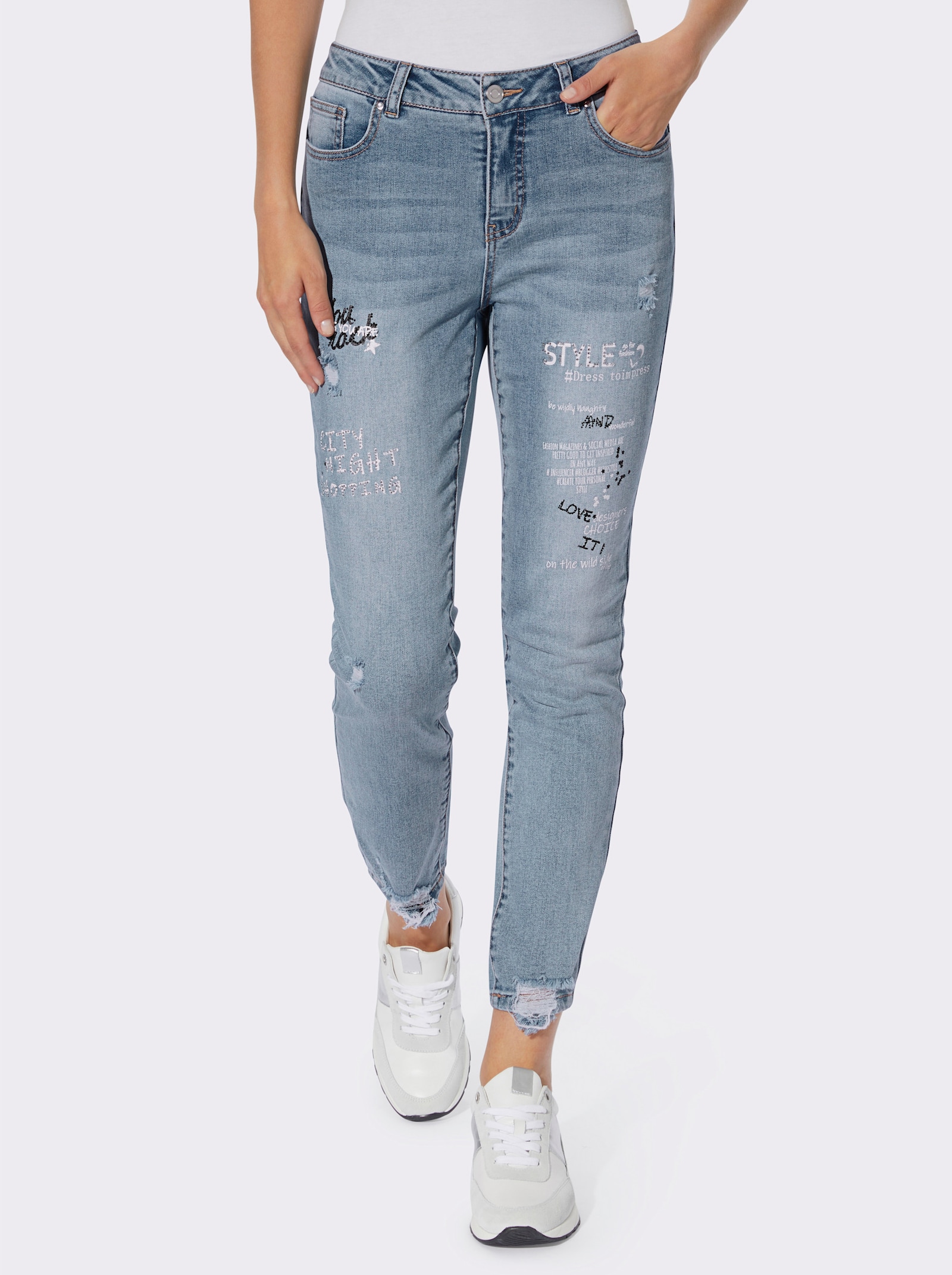 heine Jeans mit Lettering - blue-bleached