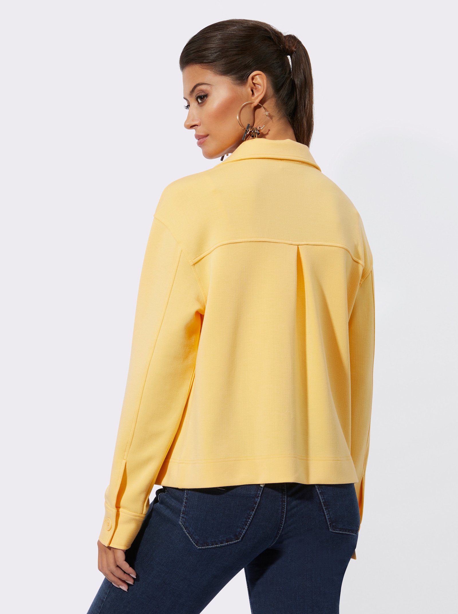 Sweatjacke mit hochwertigem Modal - gelb