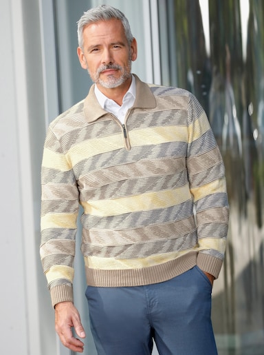 Marco Donati Pullover - vanille-grau-gemustert