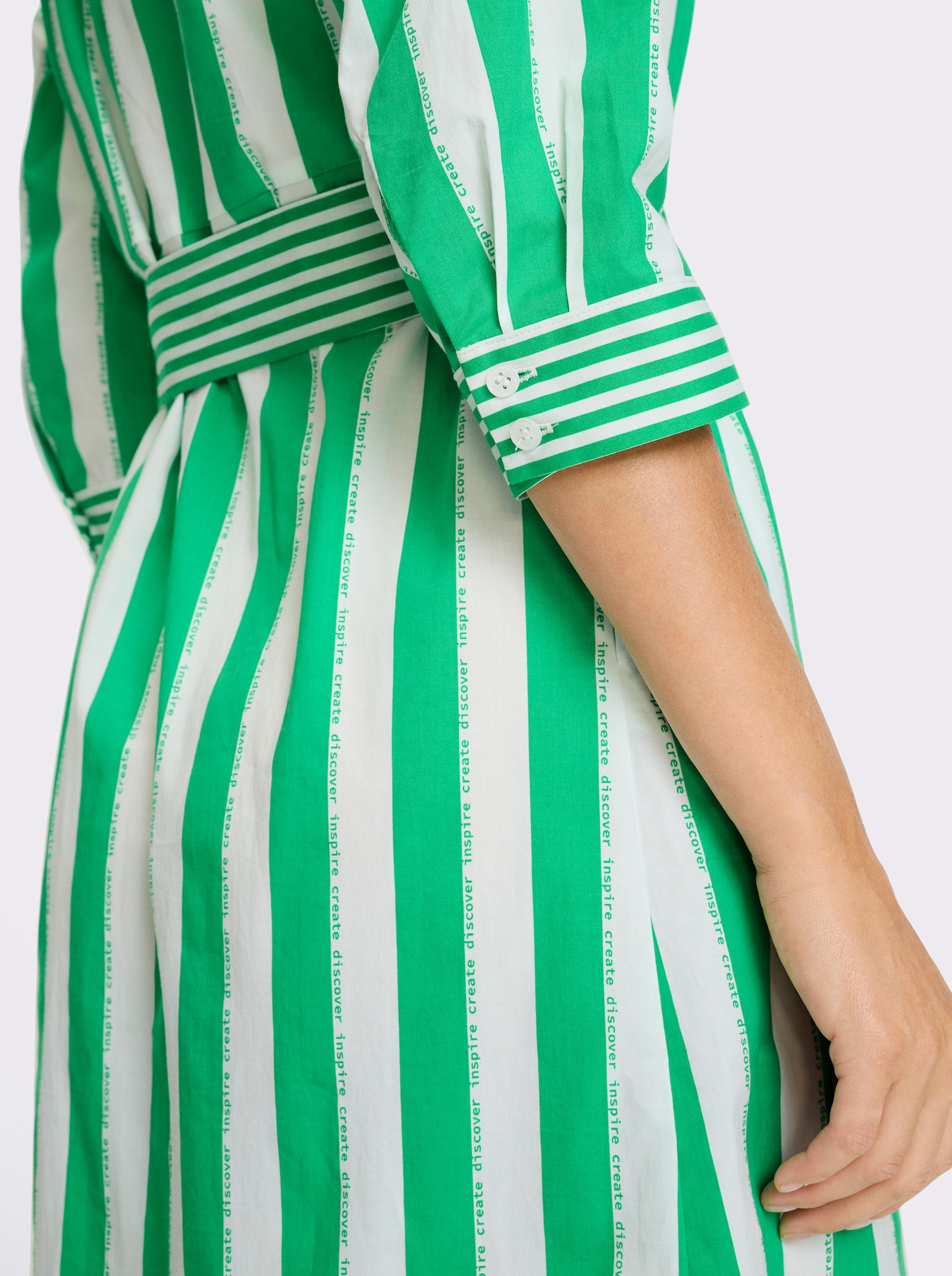 heine Hemdblusenkleid mit Streifen - grasgrün-ecru-gestreift