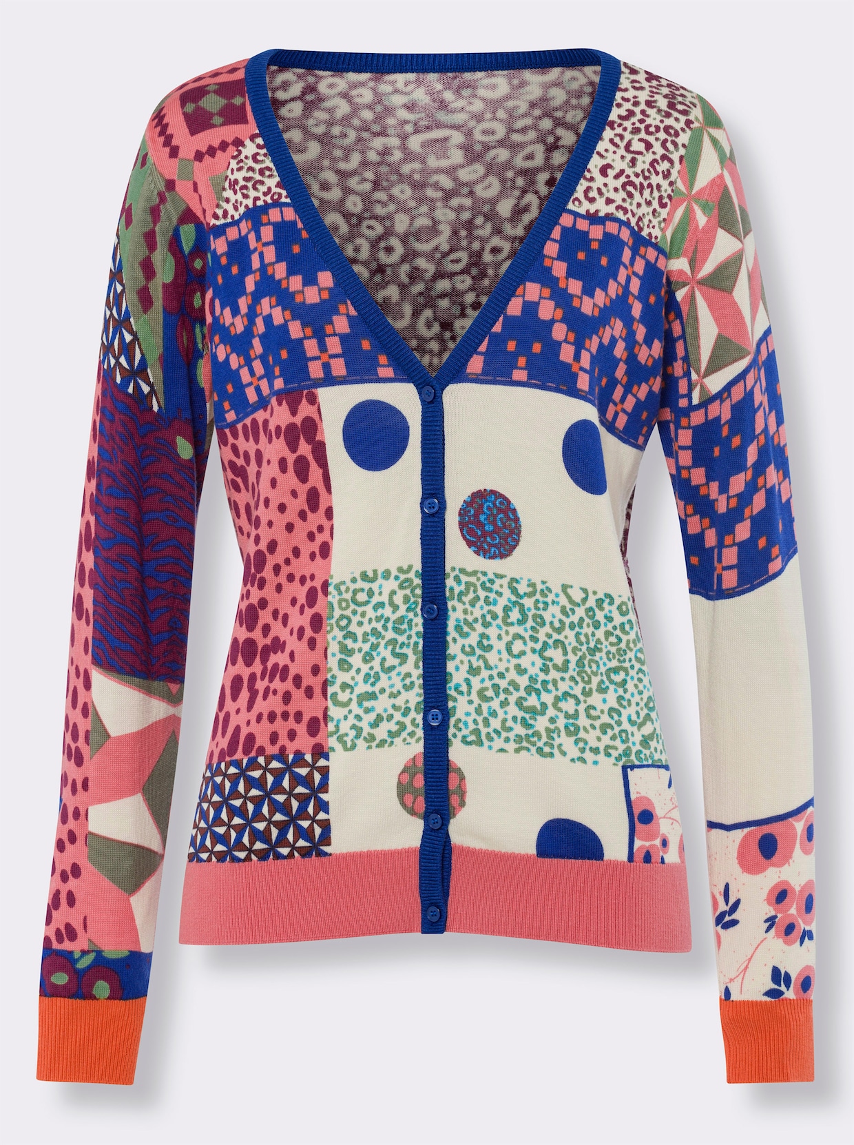 heine Cardigan - royalblau-flamingo-bedruckt