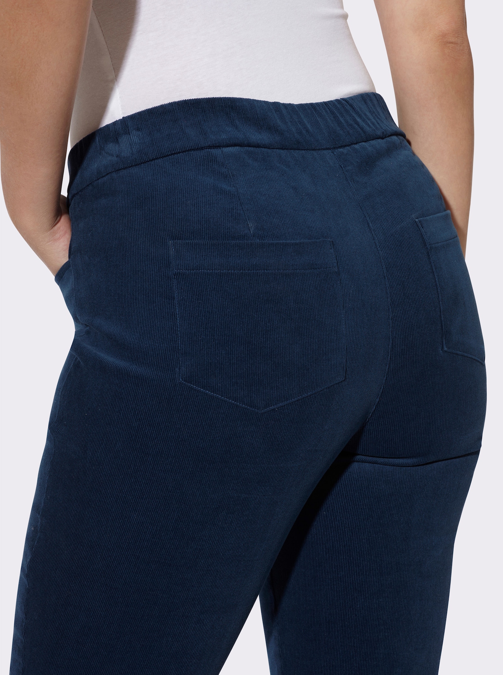 heine Cordhose mit Schlupfbund - dunkelblau