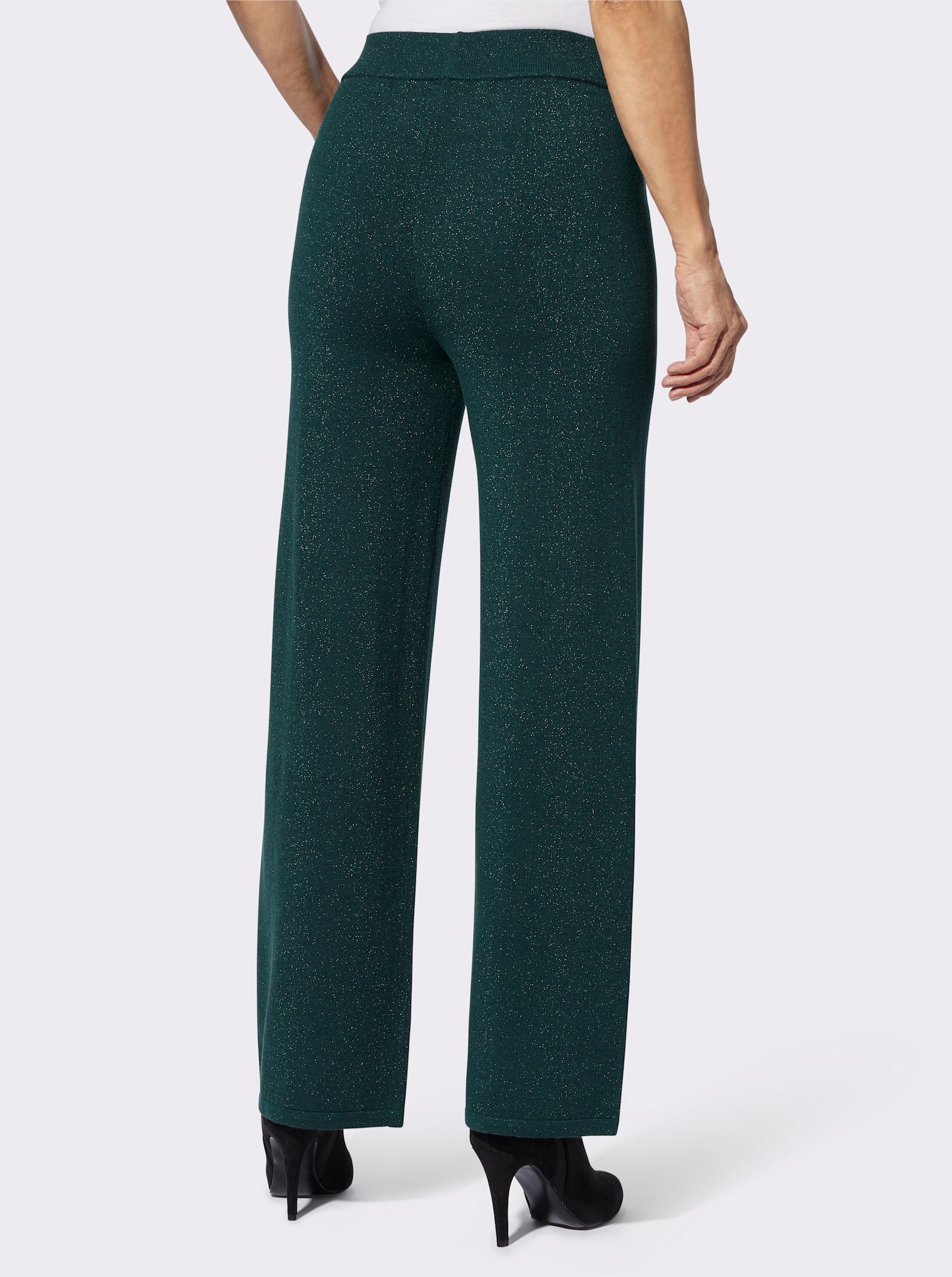 Gebreide broek met glansgaren - petrol