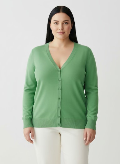 Strickjacke mit V-Ausschnitt - apfel