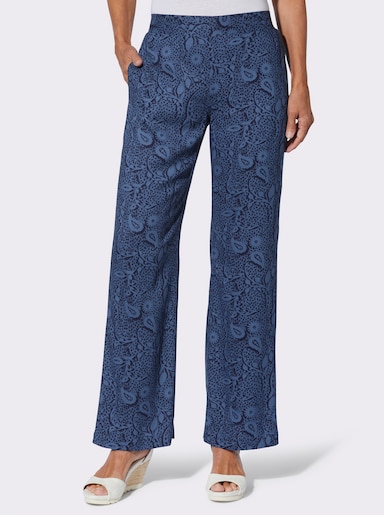 Druckhose in Schlupfform - jeansblau-marine-bedruckt