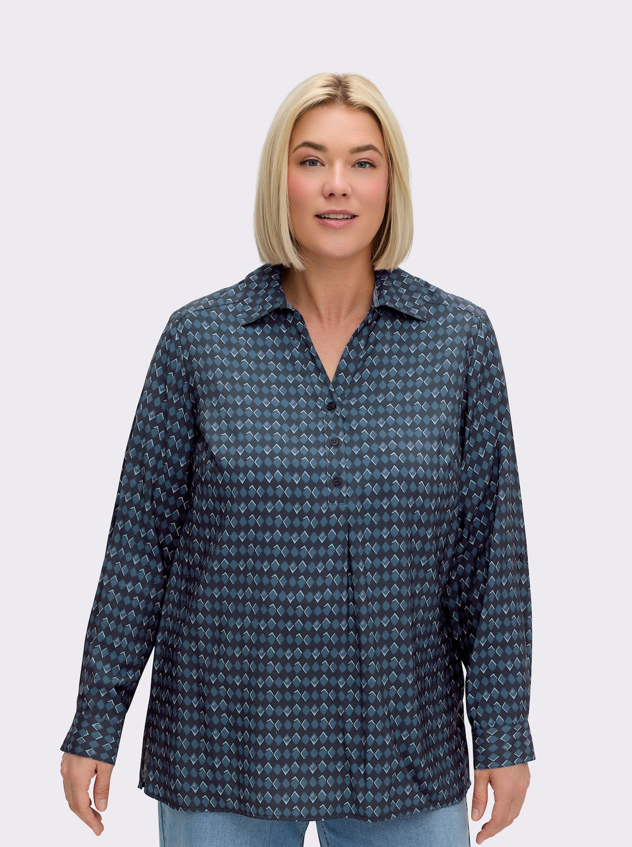 sheego Tunika - tiefblau-dunkelblau-bedruckt