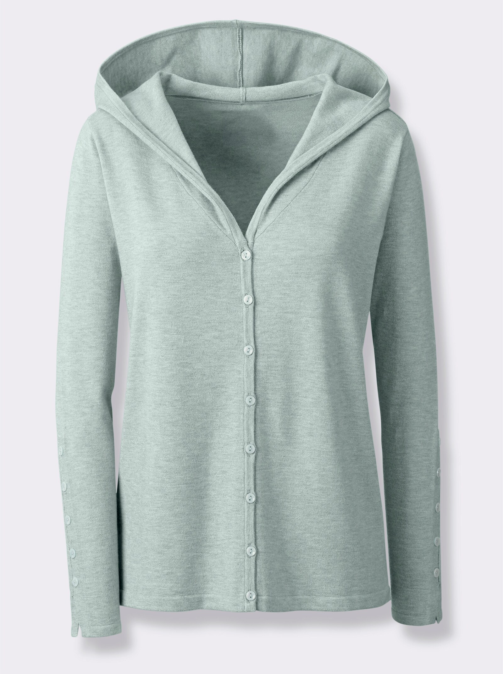 heine Kapuzenstrickjacke in Feinstrick-Qualität - kalkmint-meliert
