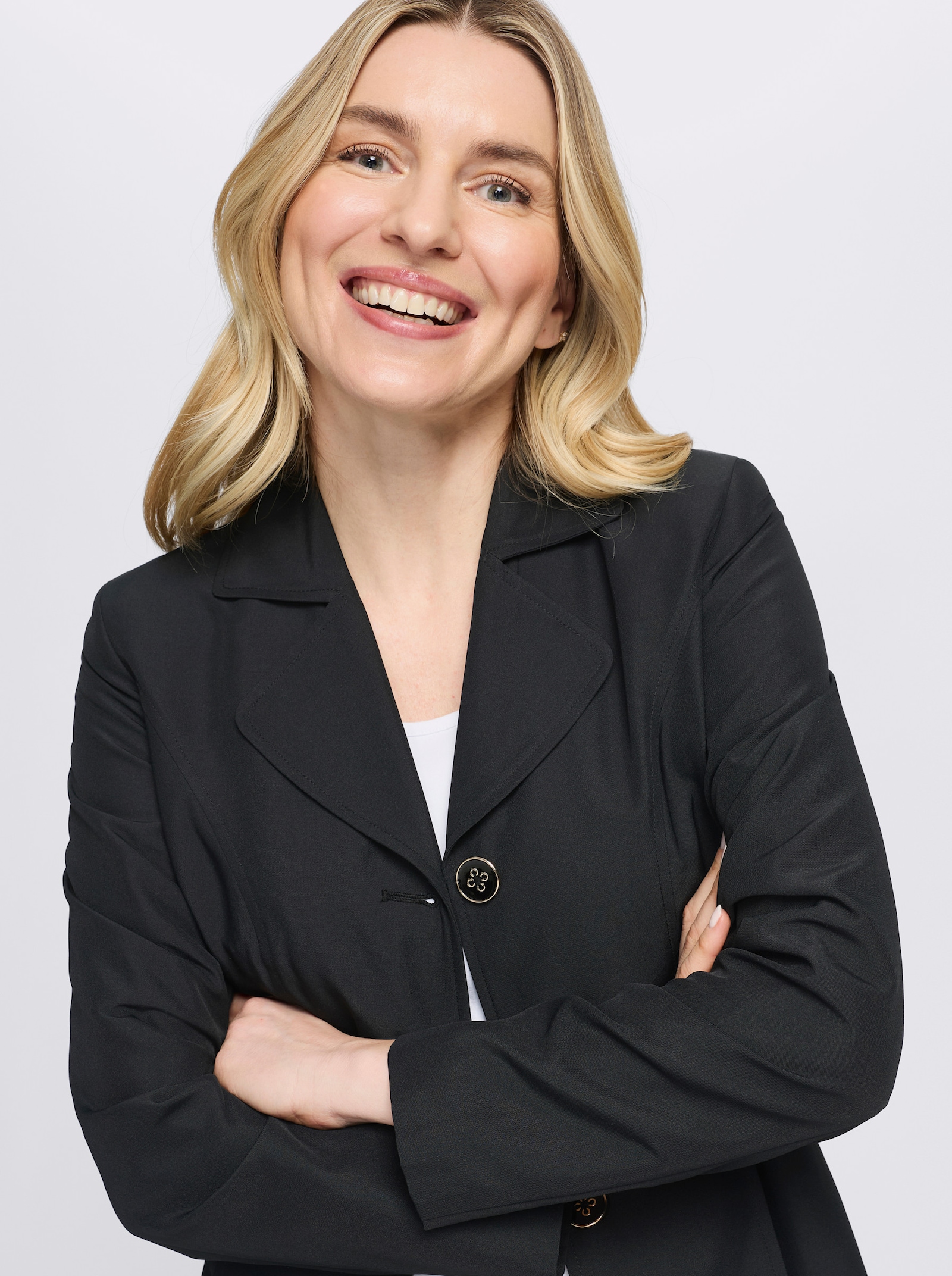 Longblazer mit Futter im Leo-Dessin - schwarz