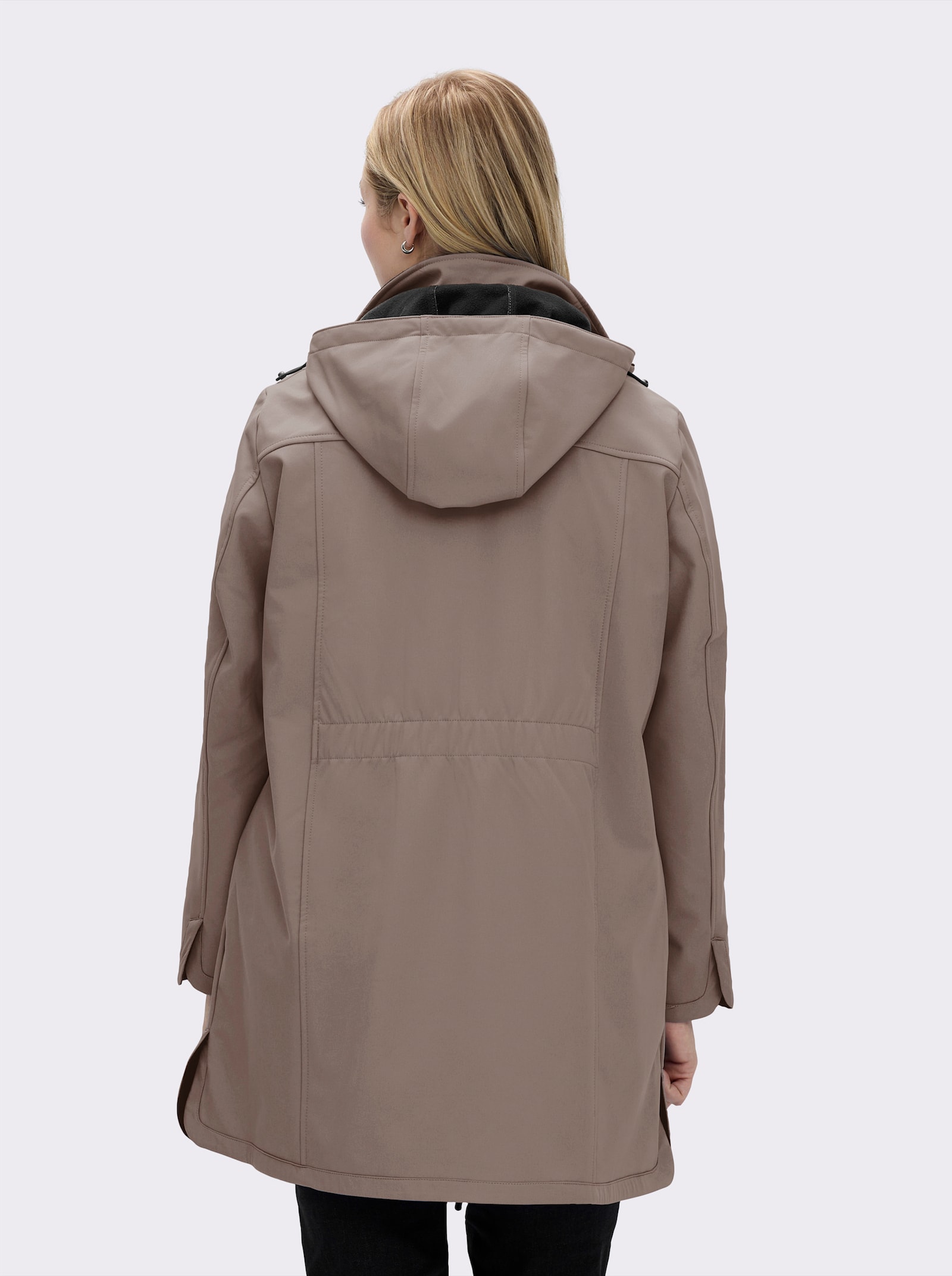 Softshelljacke mit Gummizug im Rücken - taupe