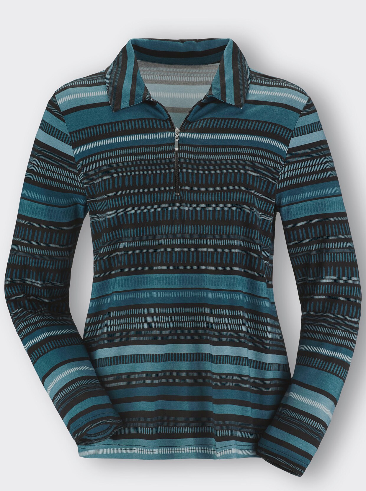 Poloshirt - petrol gestreept