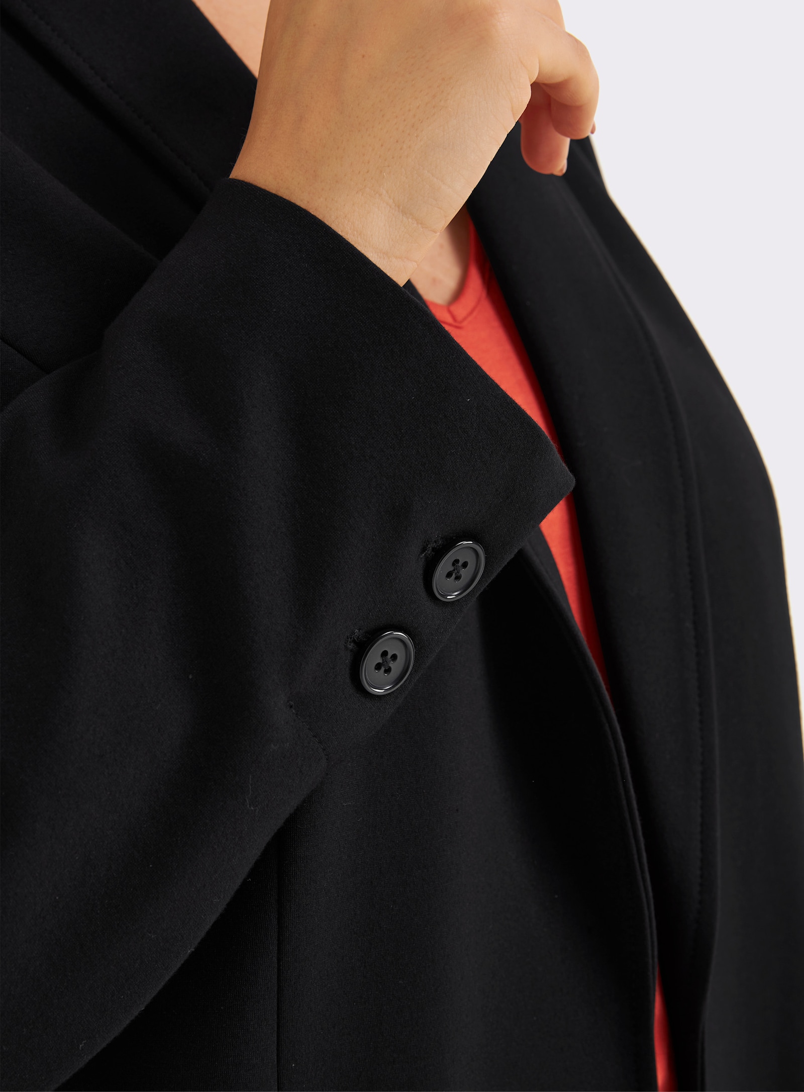 sheego Shirtblazer mit Bindegürtel - schwarz