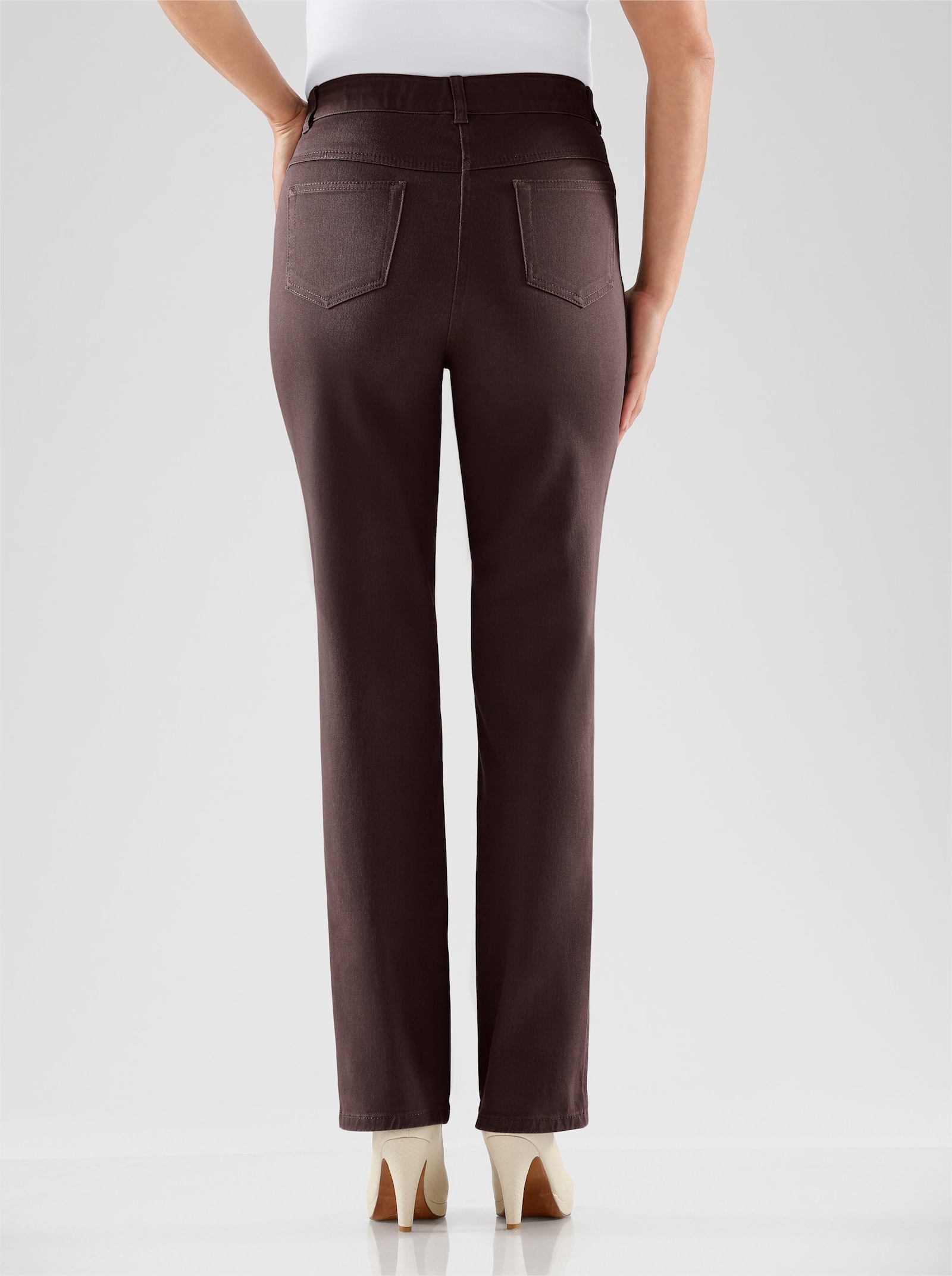 5-pocketjeans met rechte snit - chocobruin