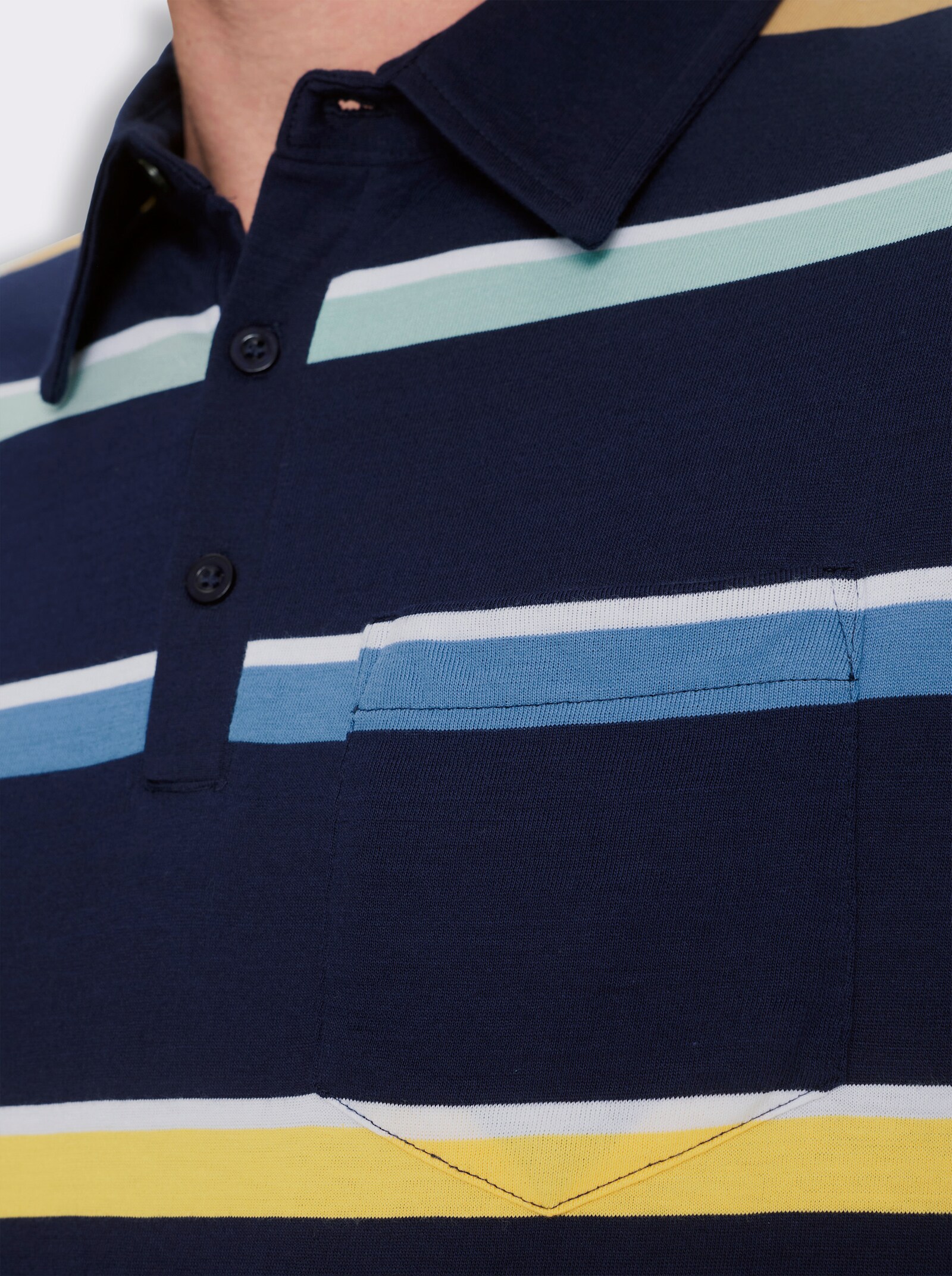 Marco Donati Kurzarmshirt mit garngefärbten Streifen - marine-gestreift
