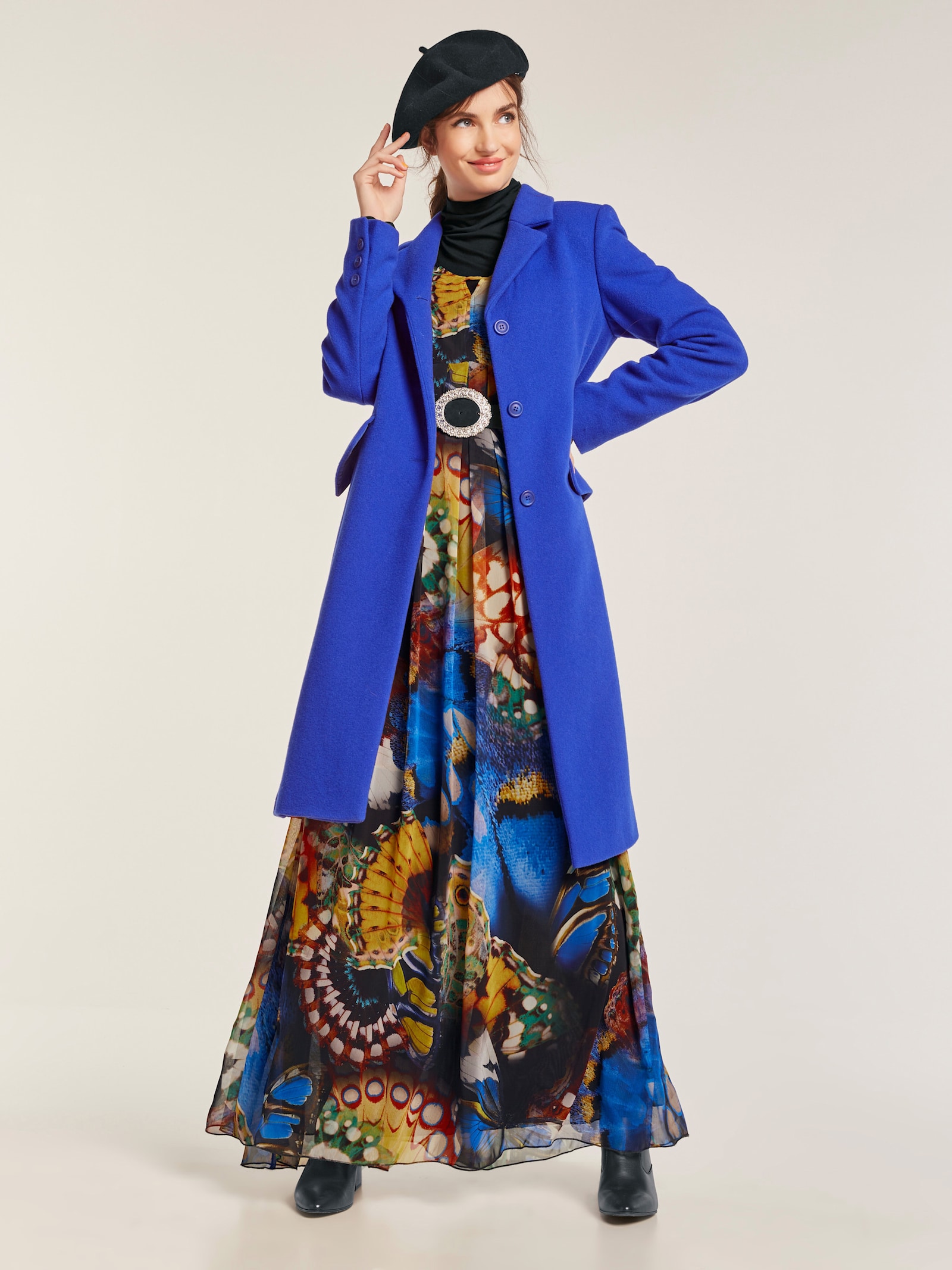 heine Kurzmantel mit Schulterpolstern - royalblau