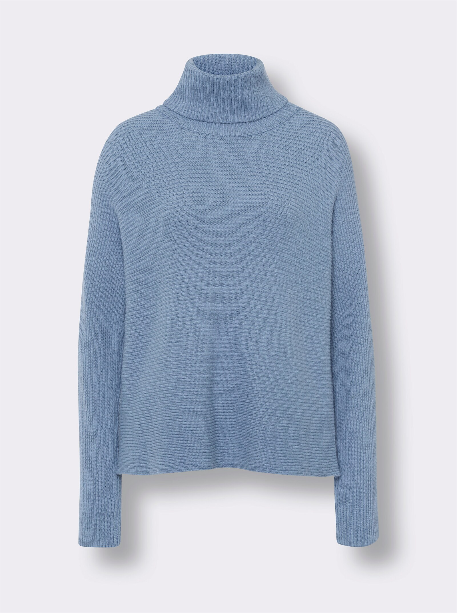 heine Pullover met rolkraag in riblook en vleermuismouwen - bleu