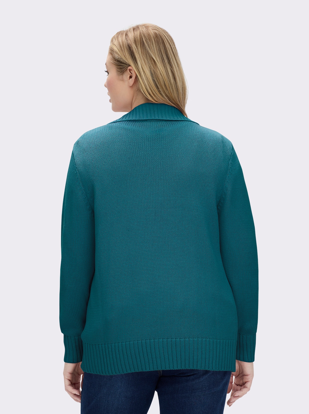 Strickjacke mit 2-Wege-Reißverschluss - petrol