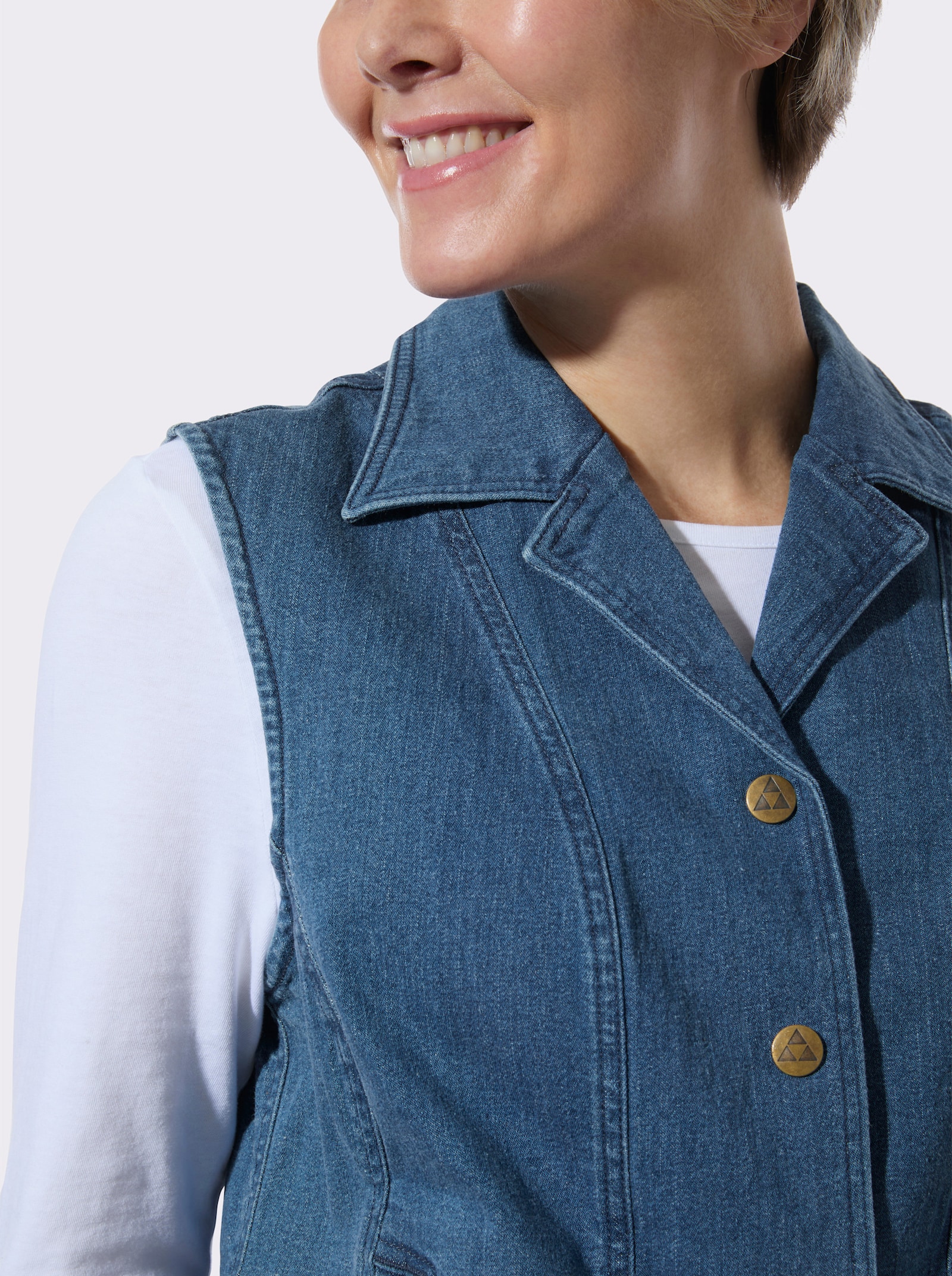 Jeansweste mit Reverskragen - blue-stone-washed