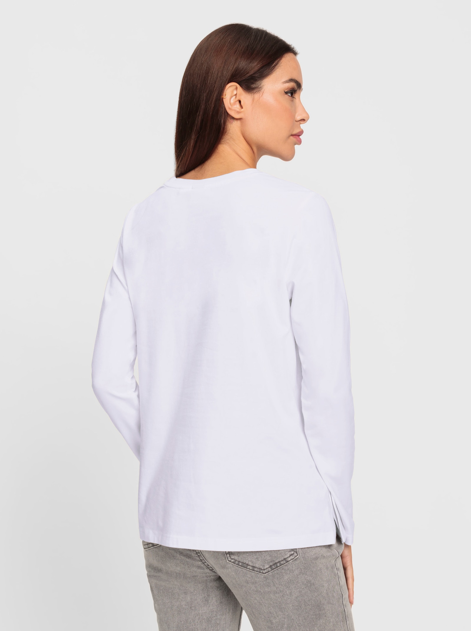 heine T-shirt à encolure ronde avec fentes latérales - blanc