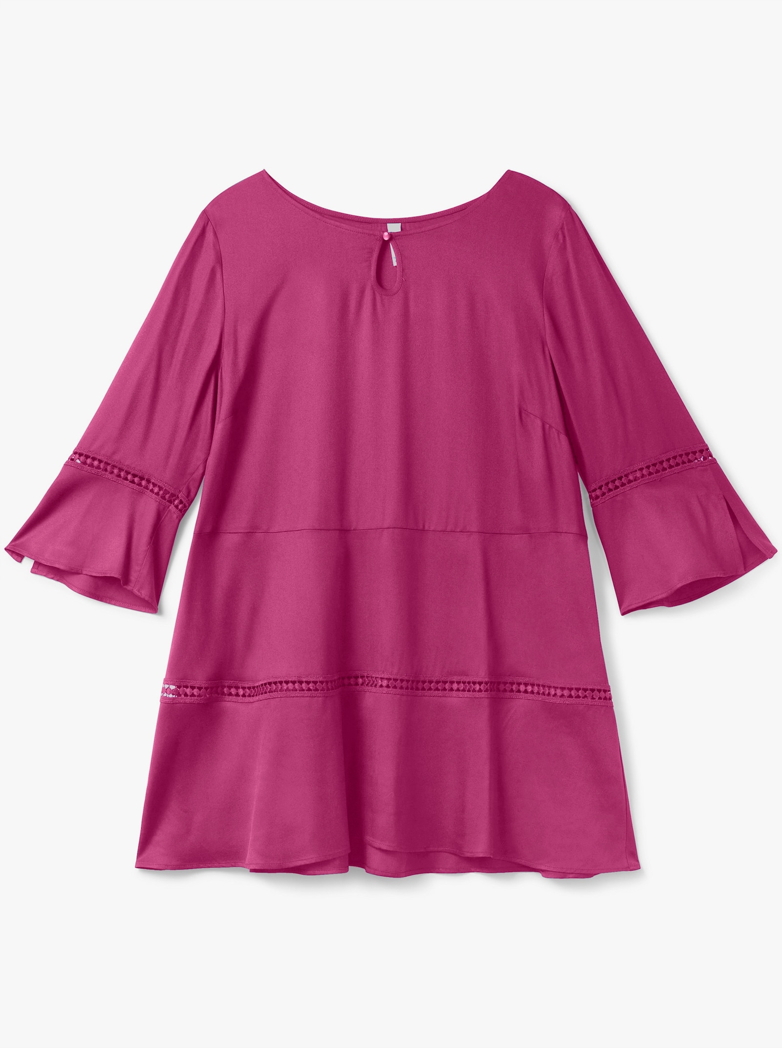sheego Tunique évasée avec détails ajourés - magenta