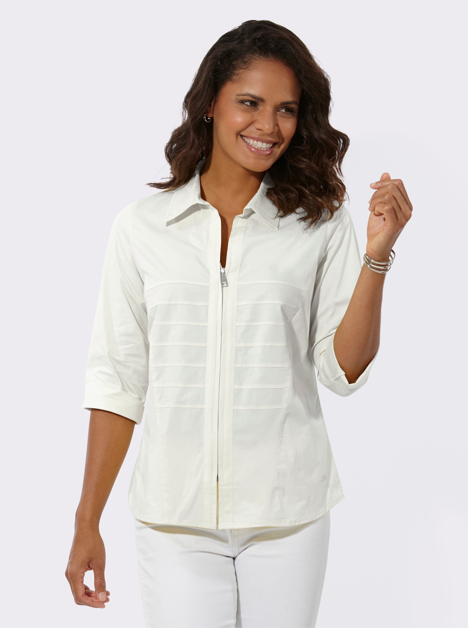 Blousejack met sierbiezen - ecru