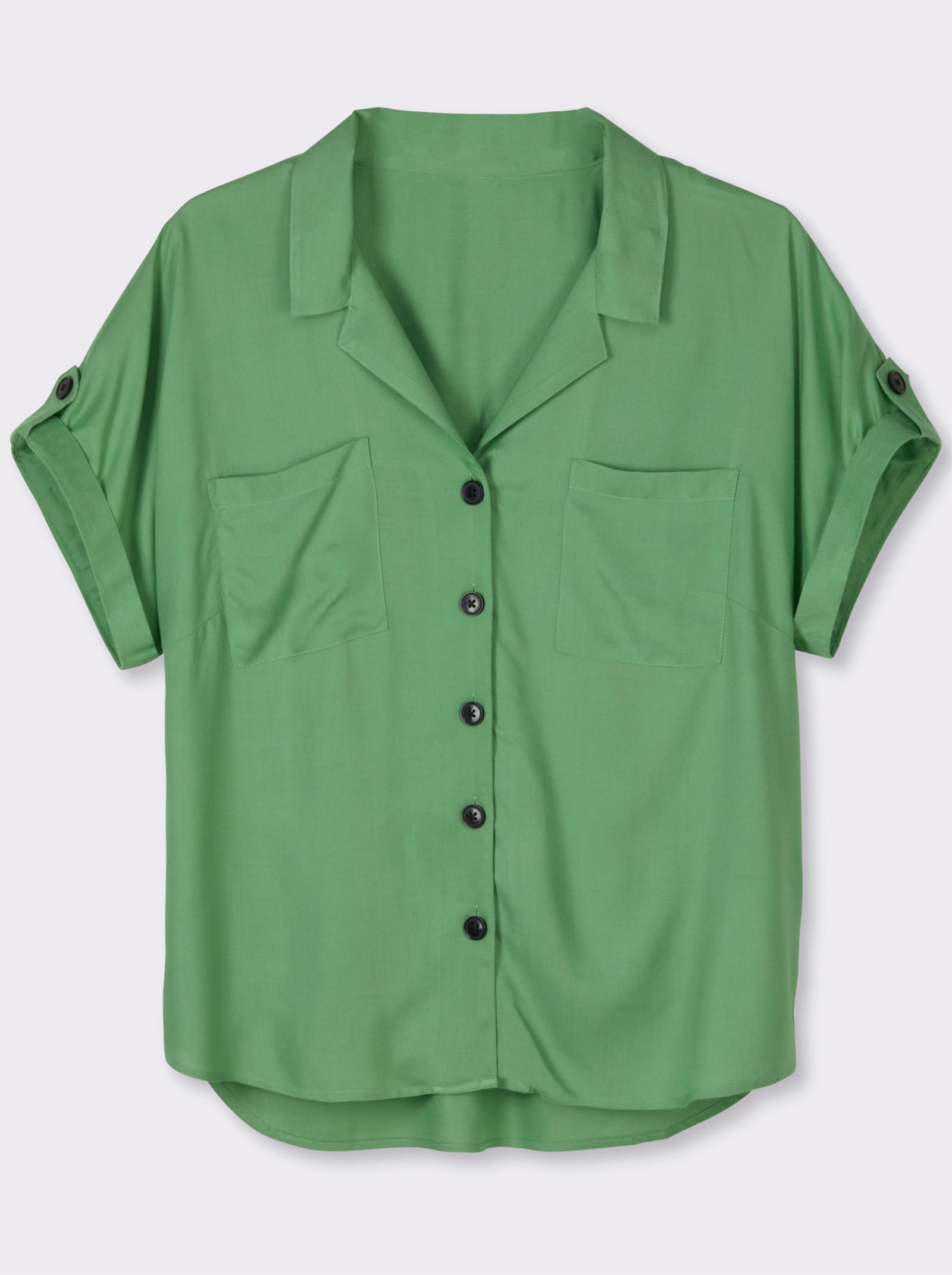 Kurzarmbluse mit aufgesetzten Brusttaschen - apfel