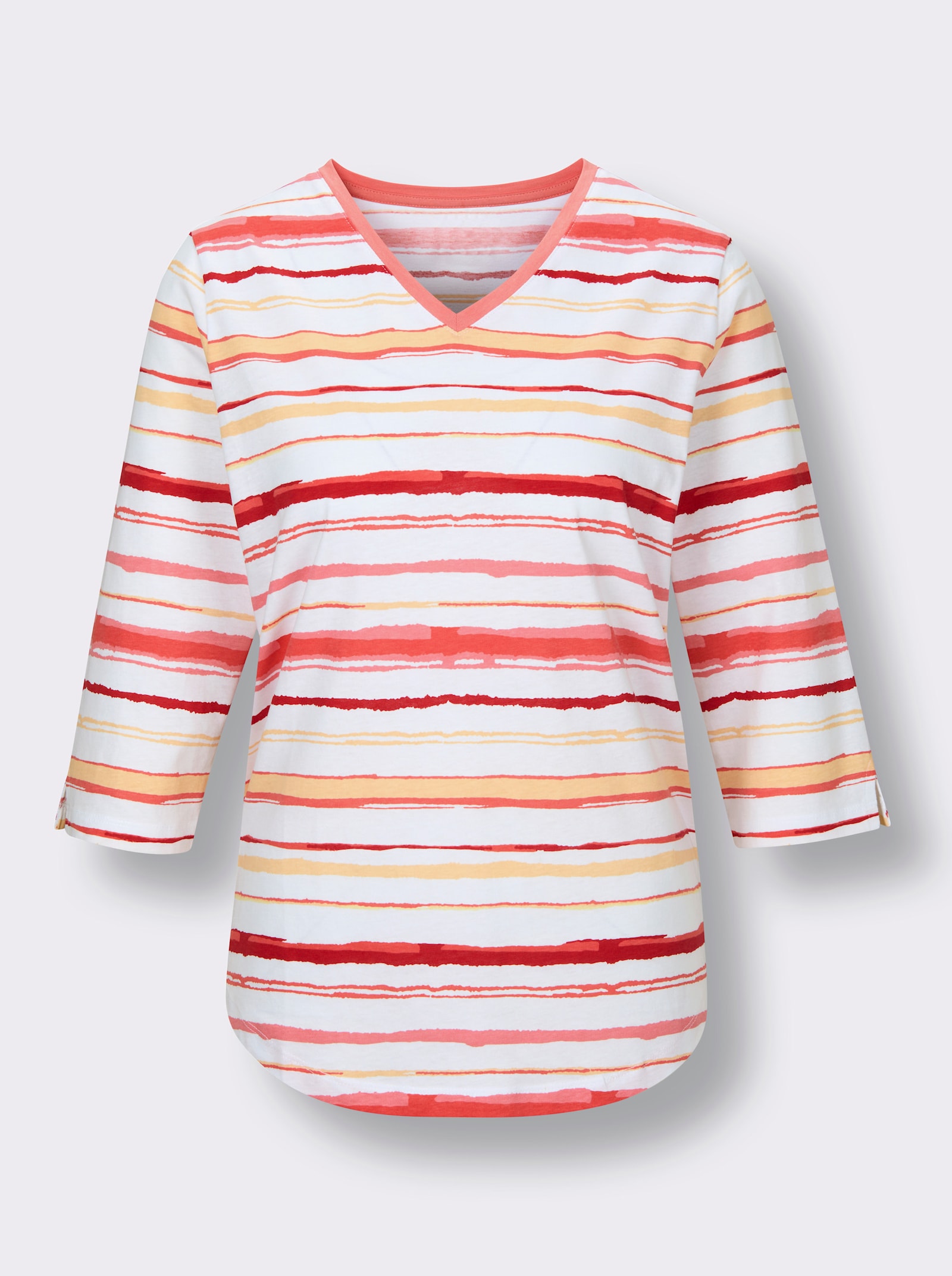 wäschepur Schlafanzugshirt mit Streifen - flamingo-weiß-gestreift